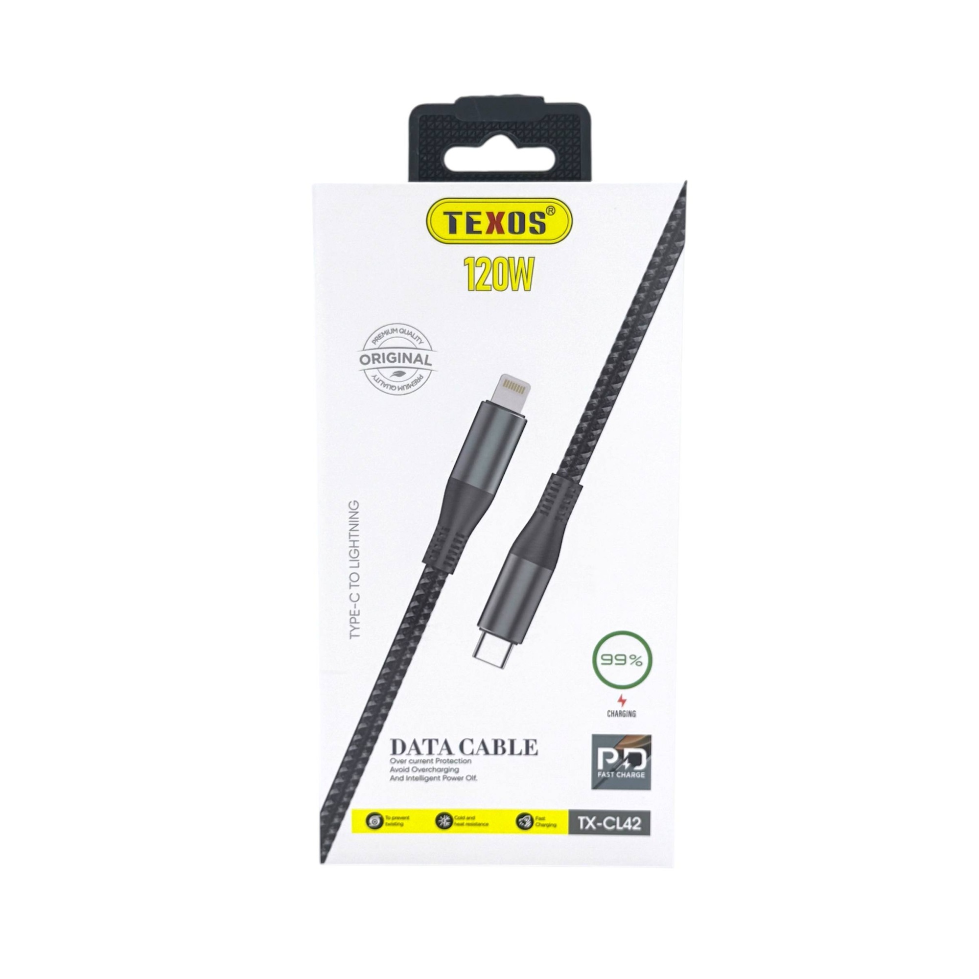 TEXOS 120W USB-C to Lightning PD Fast Charging Data Cable TX-CL42