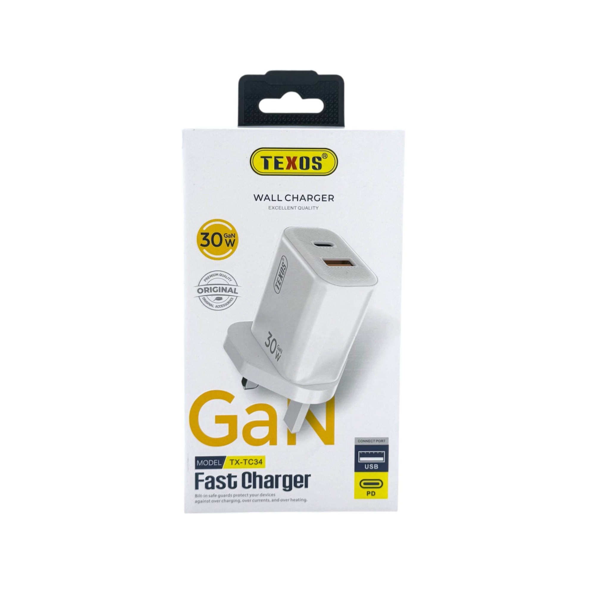 TEXOS 30W GaN Dual Port Wall Charger USB-C PD and USB-A - TX-TC34 — image 2