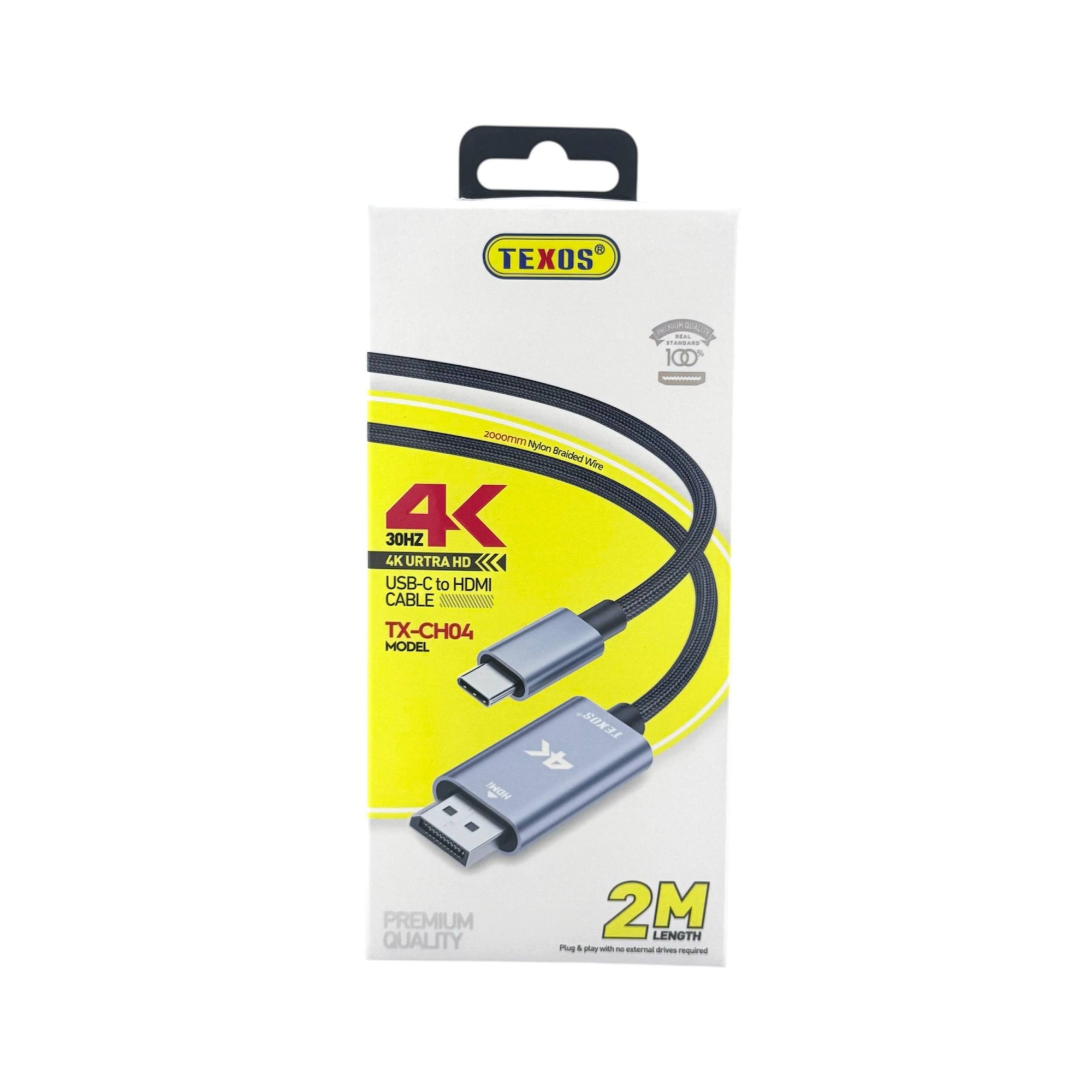 TEXOS CH-04 2M USB-C to HDMI Cable for 4K Ultra HD Resolution