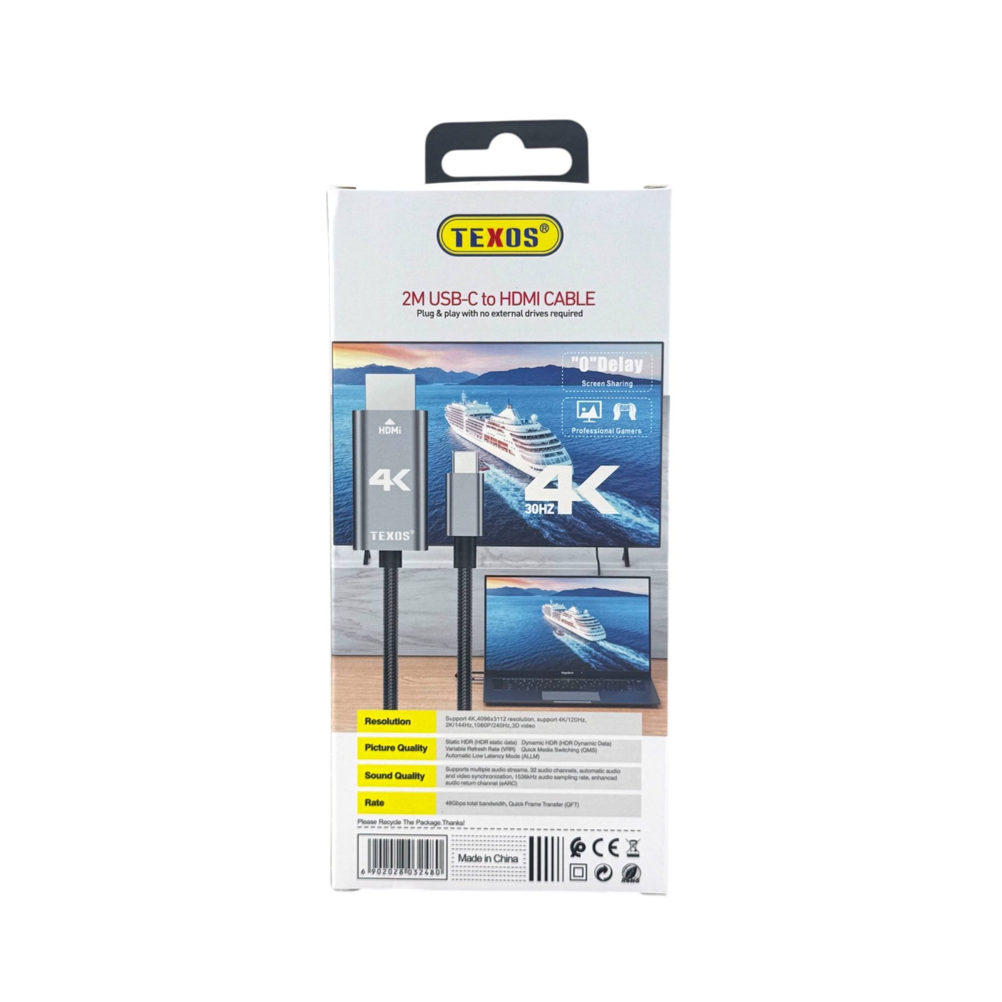 TEXOS CH-04 2M USB-C to HDMI Cable for 4K Ultra HD Resolution — image 2