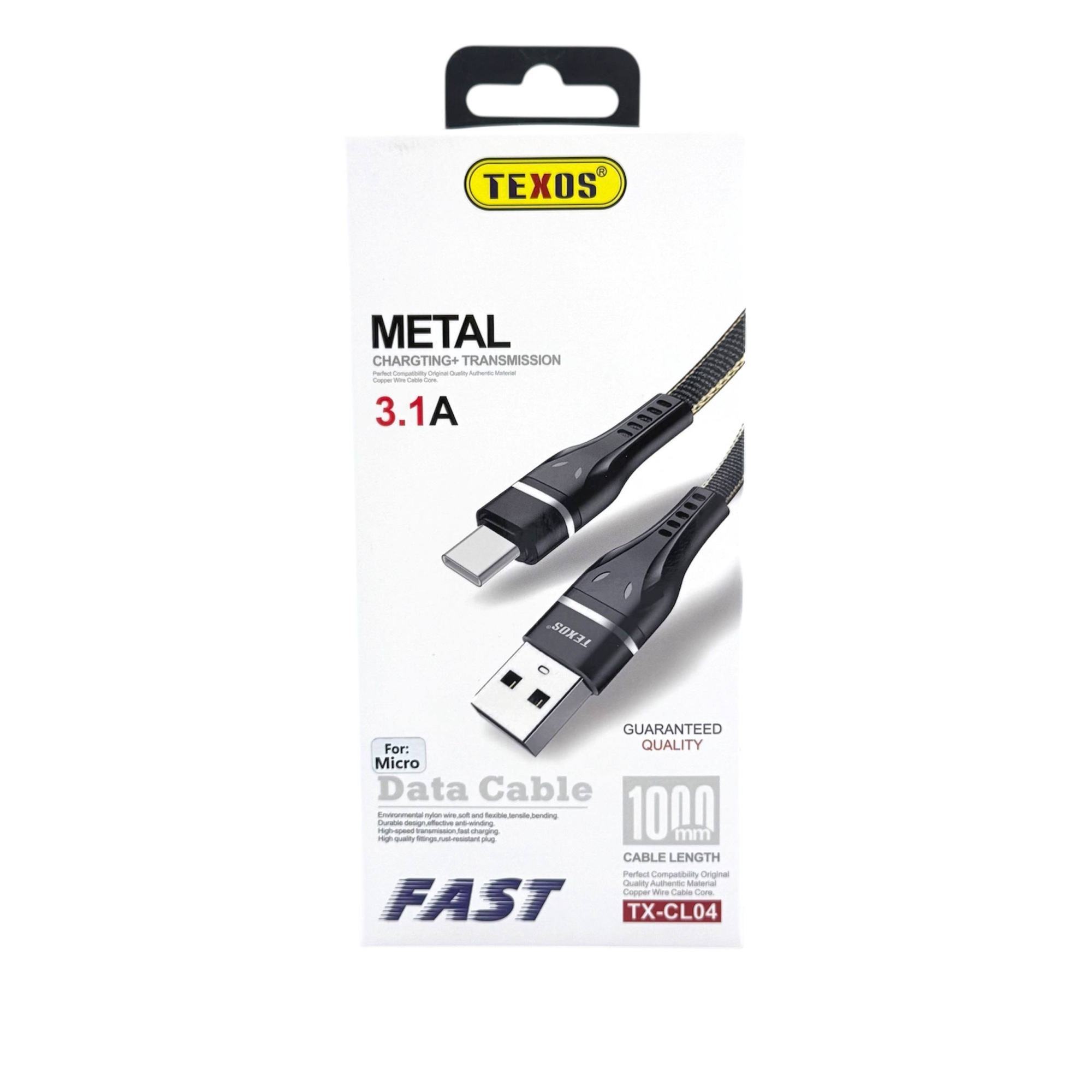 TEXOS CL-04 Metal Charging & Data Cable 3.1A - 1 Meter