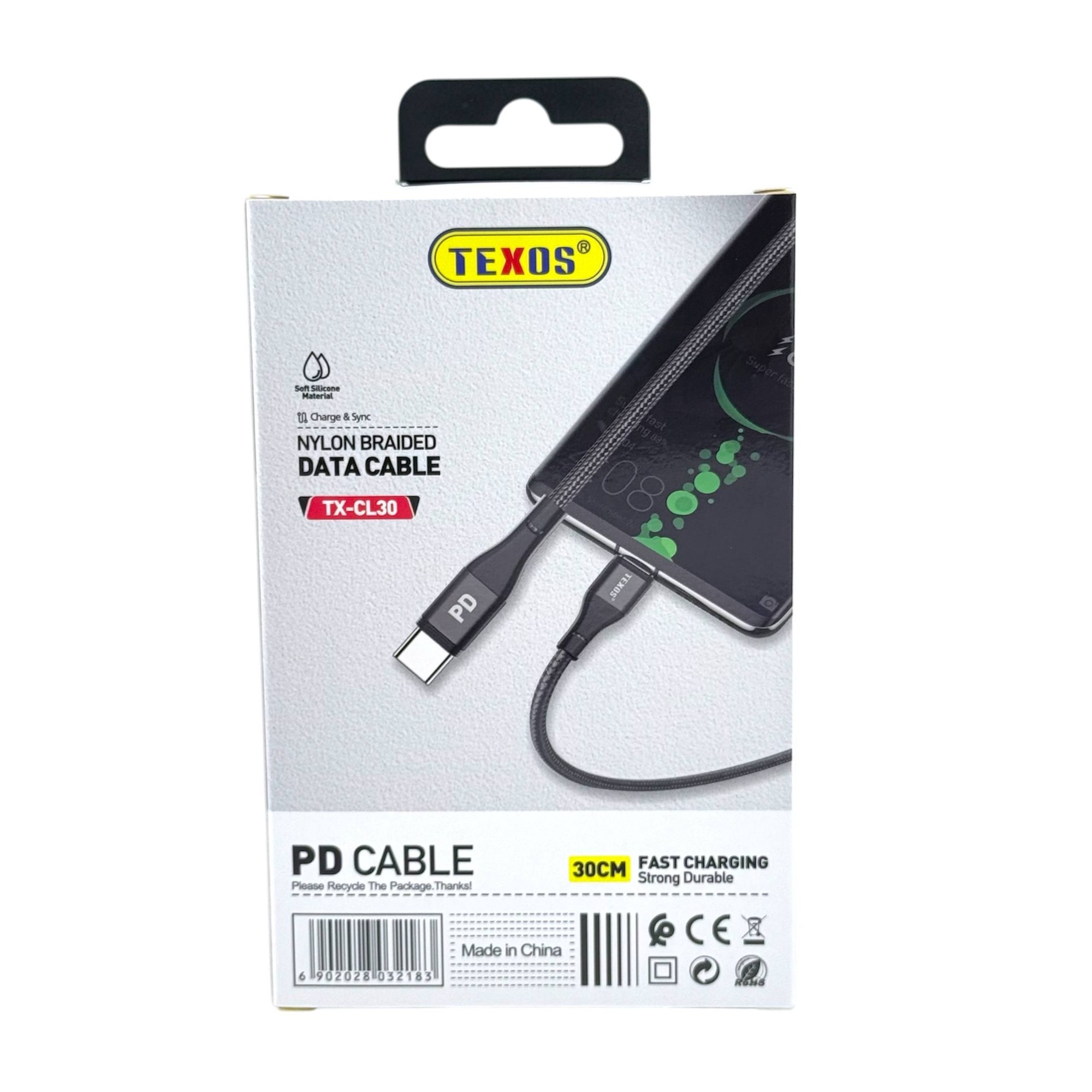 TEXOS CL-30 Super Fast Charging PD Data Cable - USB-C to Type-C, 30cm