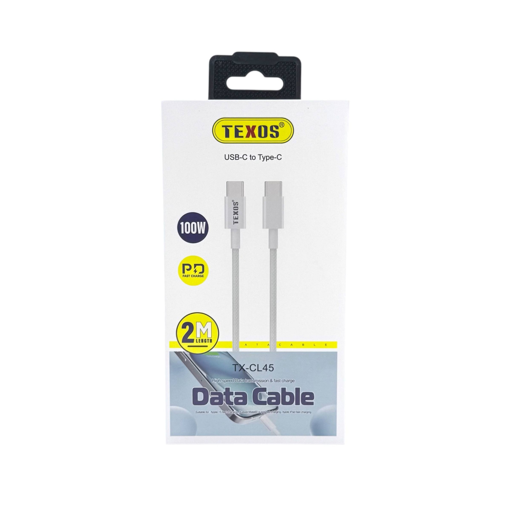 TEXOS CL-45 100W USB-C to Type-C Data Cable, 2M, PD Fast Charge