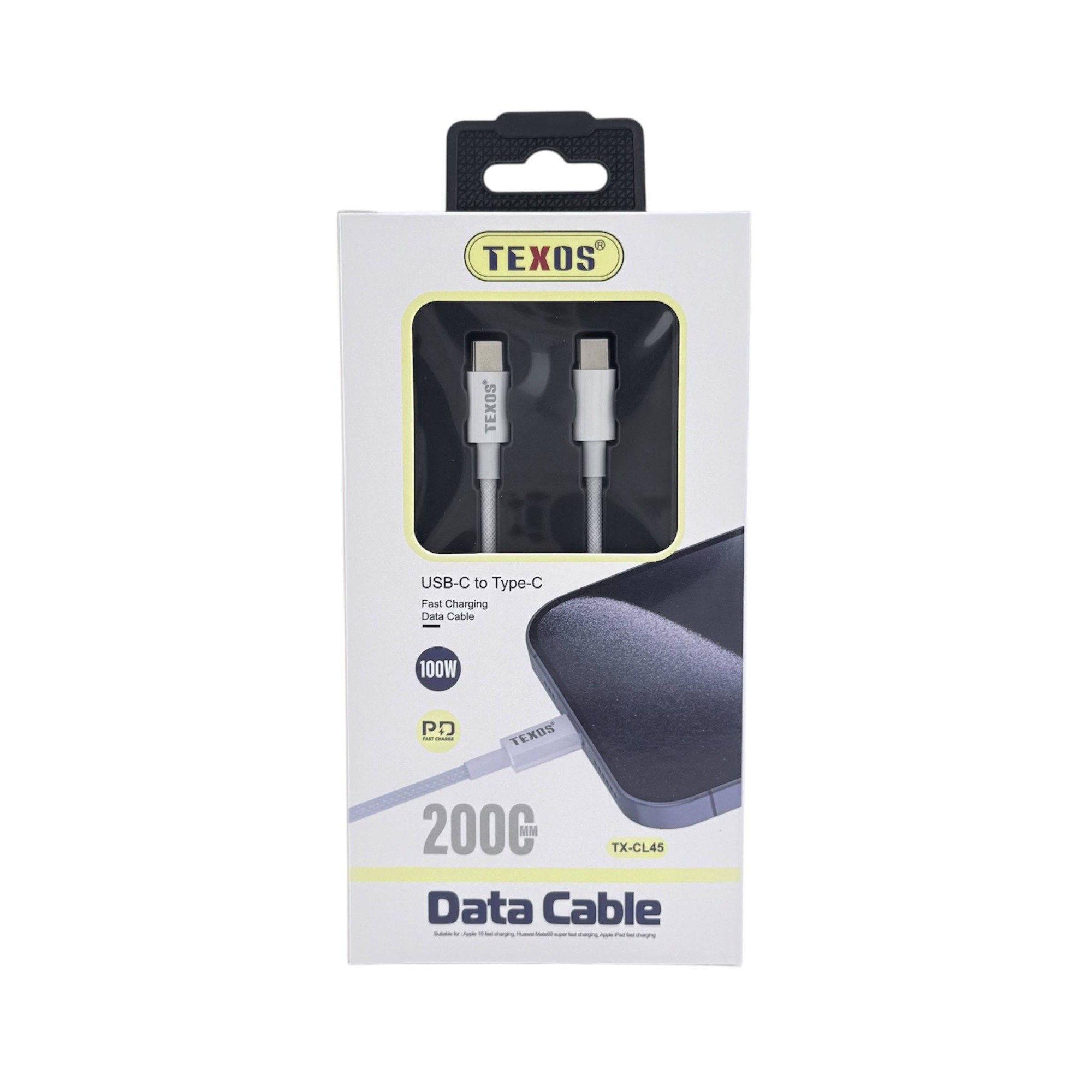 TEXOS CL-45 100W USB-C to Type-C Data Cable, 2M, PD Fast Charge — image 2