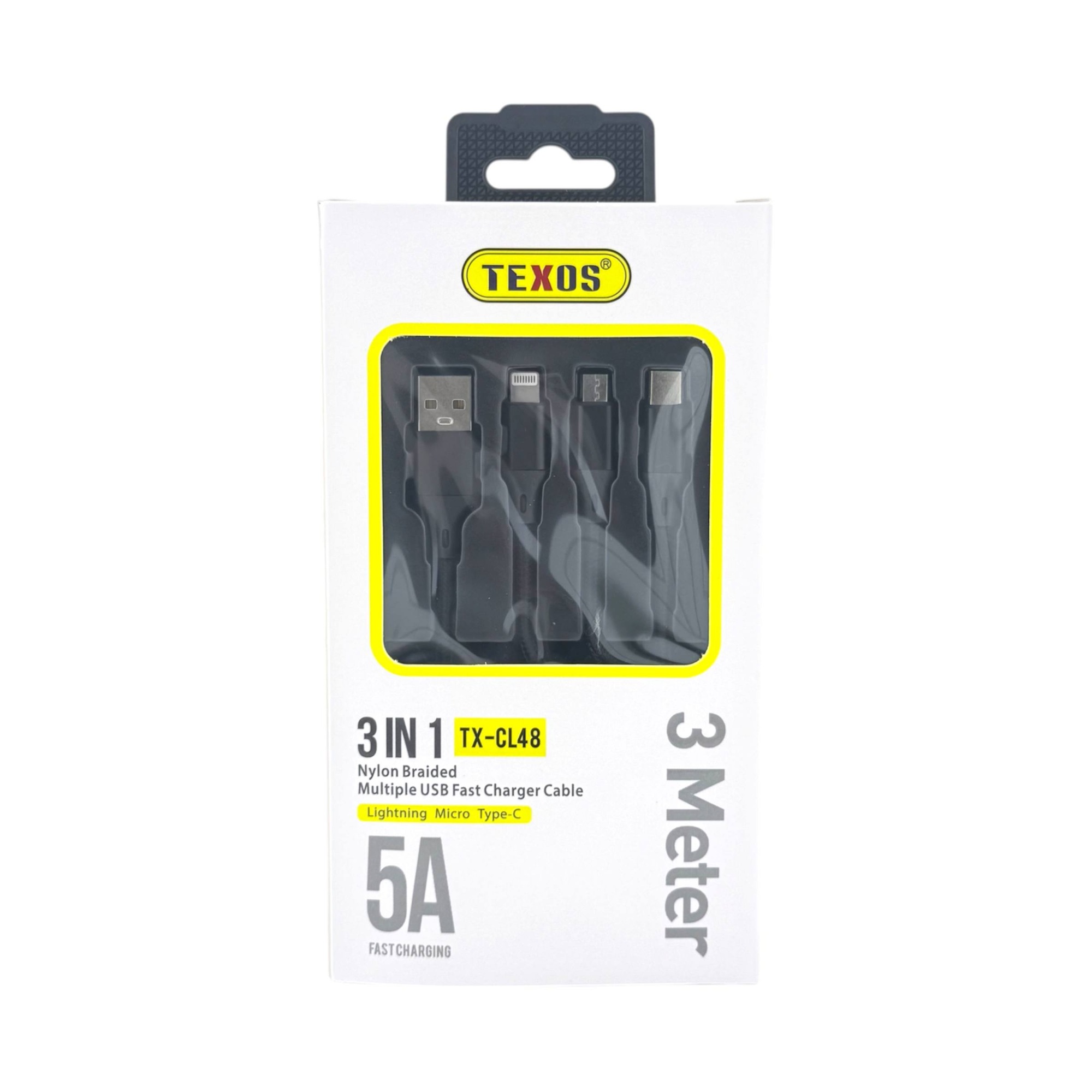 TEXOS CL-48 3-in-1 3m Fast Charging USB Cable (Lightning, Micro USB, Type-C) — image 2