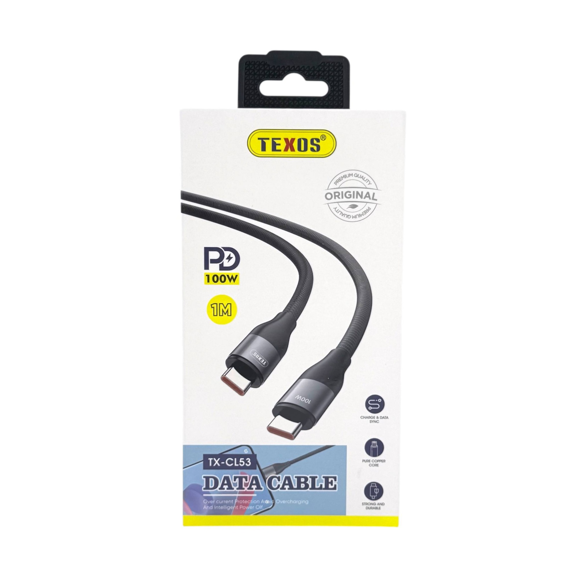 TEXOS CL-53 100W PD USB-C to USB-C Data Cable, 1 Meter