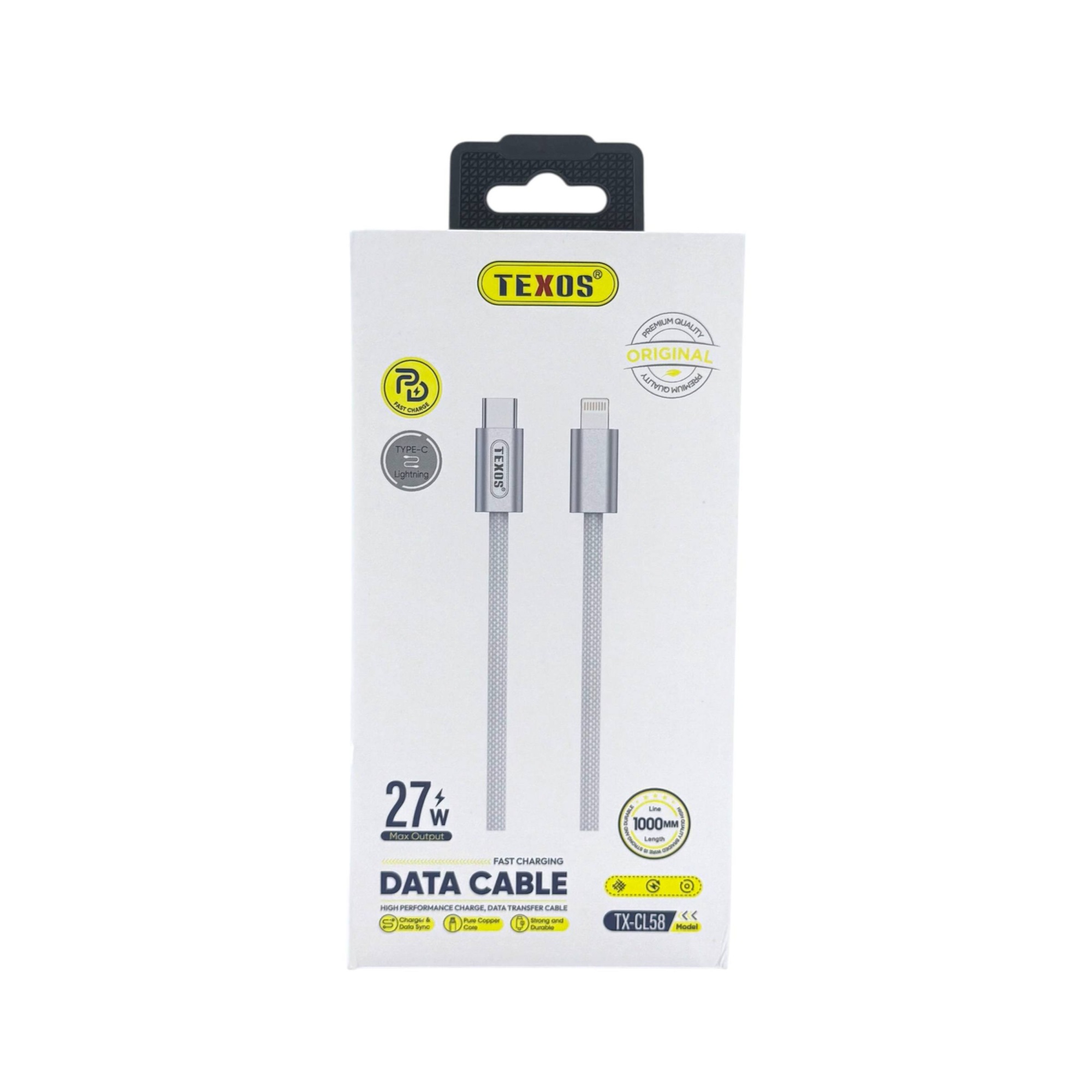 TEXOS CL-58 27W PD Fast Charging USB-A To Lightning Data Cable 1000mm