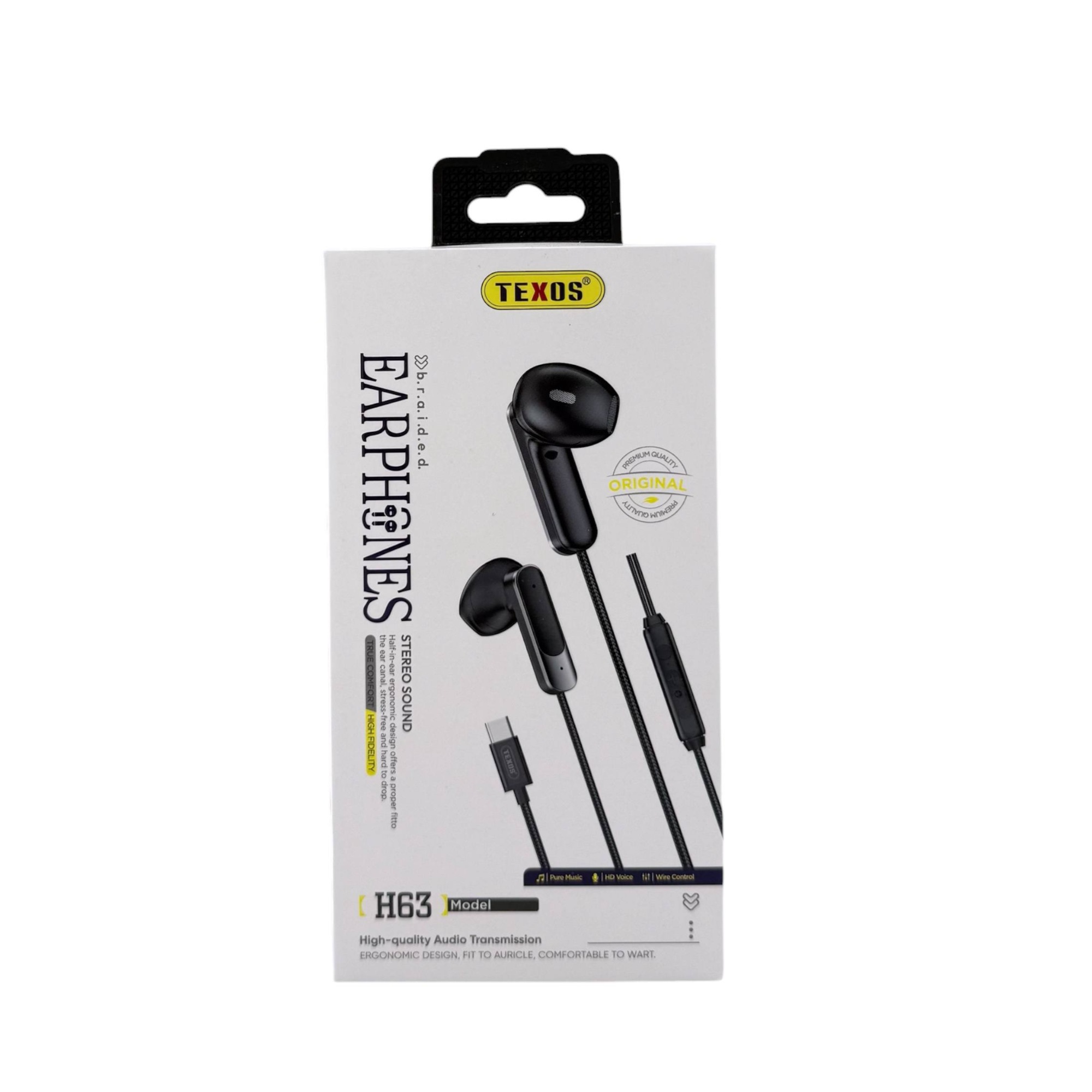Texos H63 Braided Wired Earphones with USB-C Connector