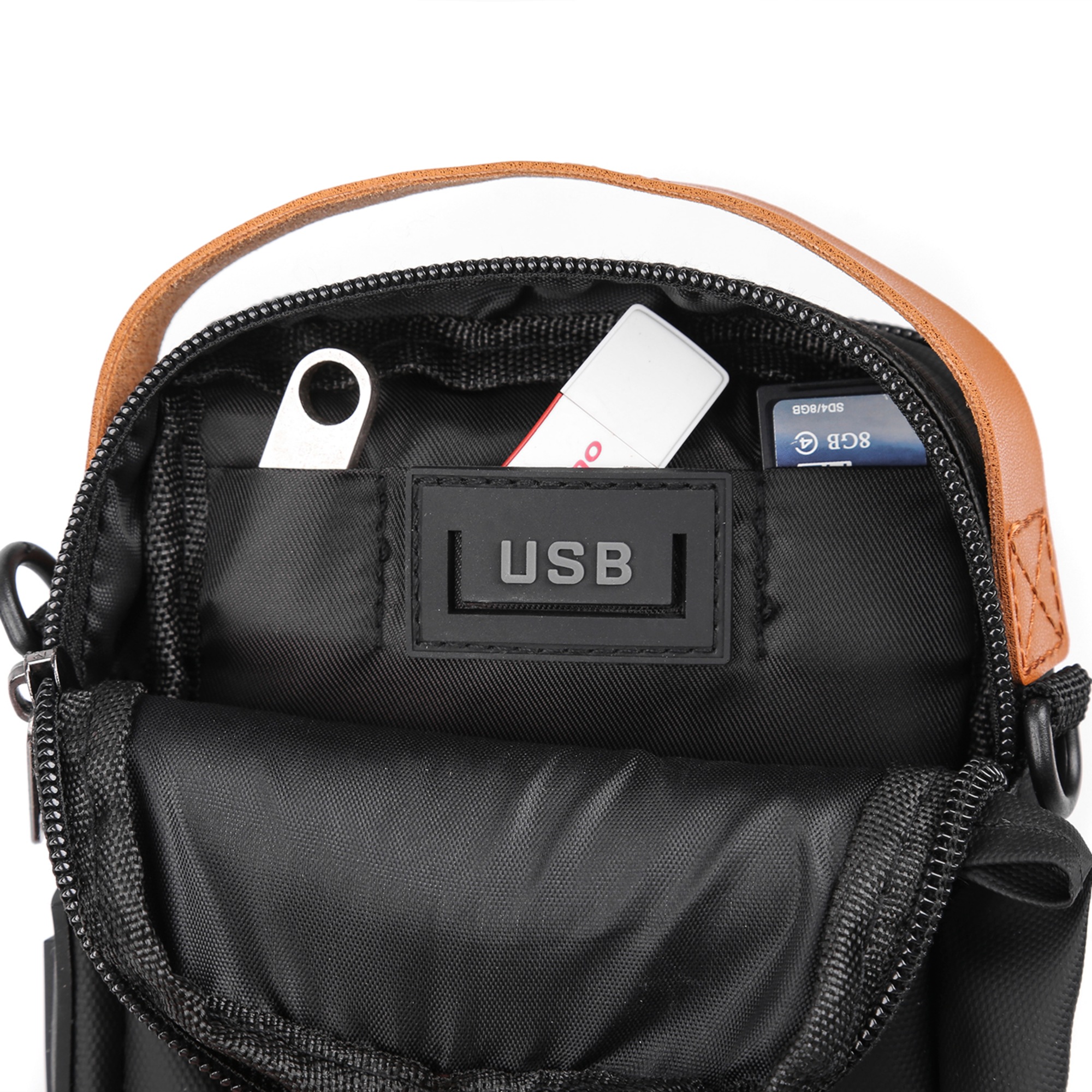 TEXOS LB-11 Phones Compact Vertical Messenger Bag with USB Port Access — image 5