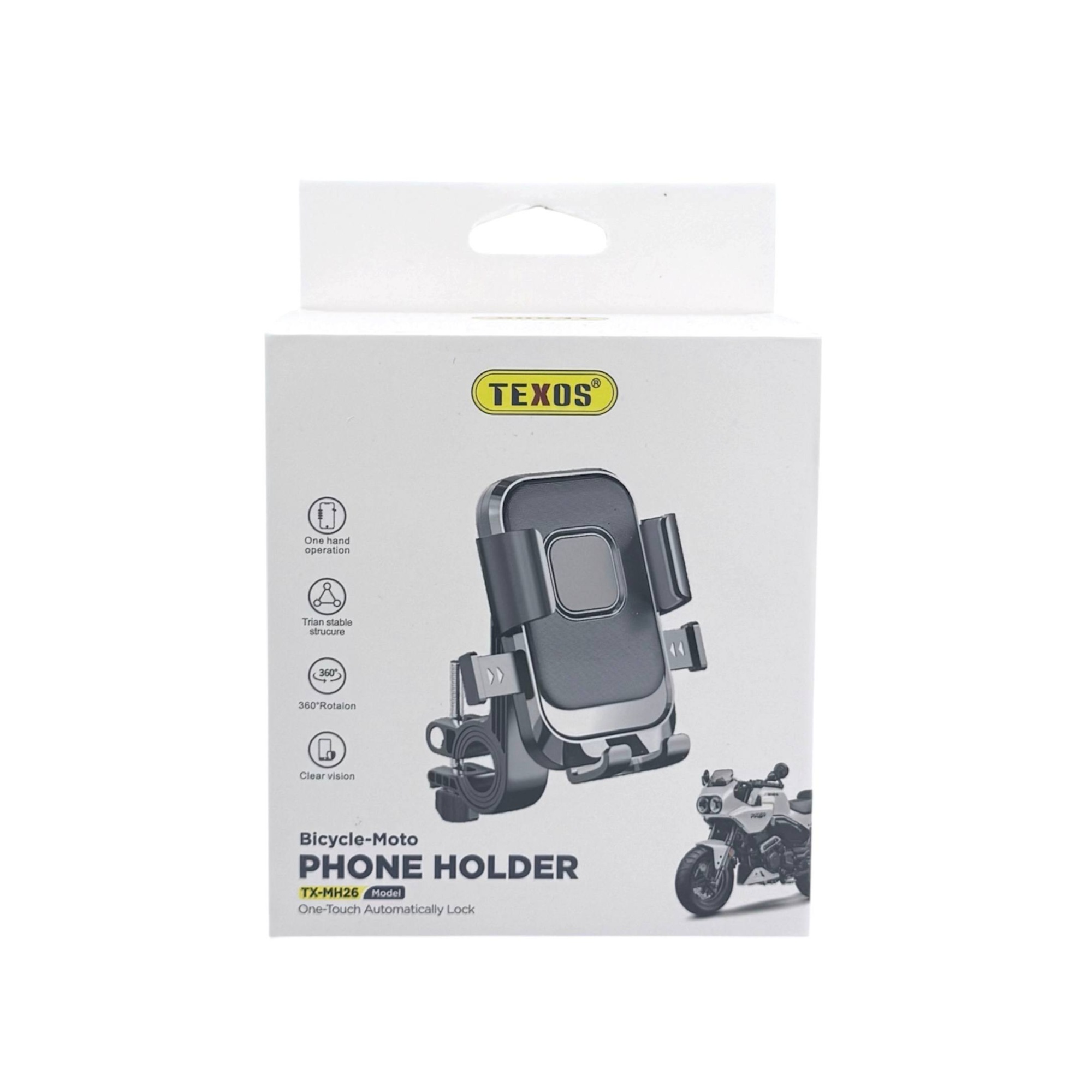 TEXOS MH-26 Bicycle-Moto Phone Holder with One-Touch Automatic Lock