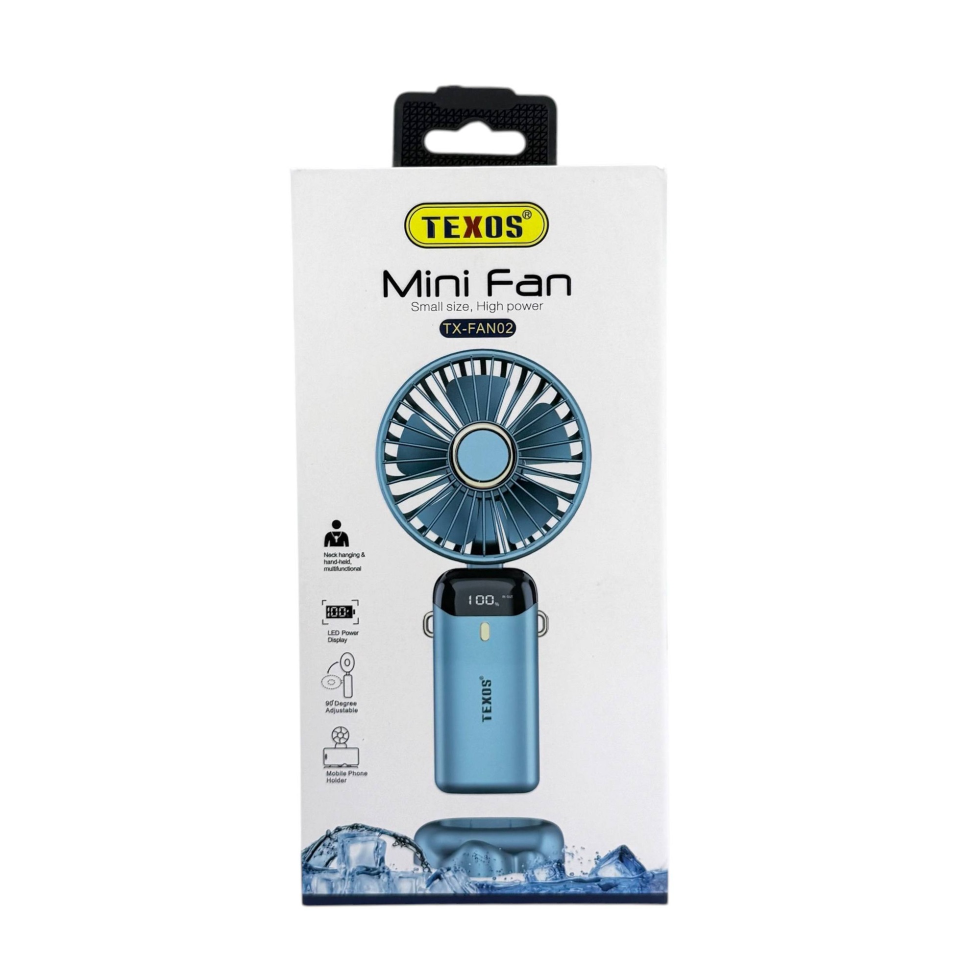 Texos Mini Fan TX-FAN02 Portable Rechargeable Handheld and Neck Fan