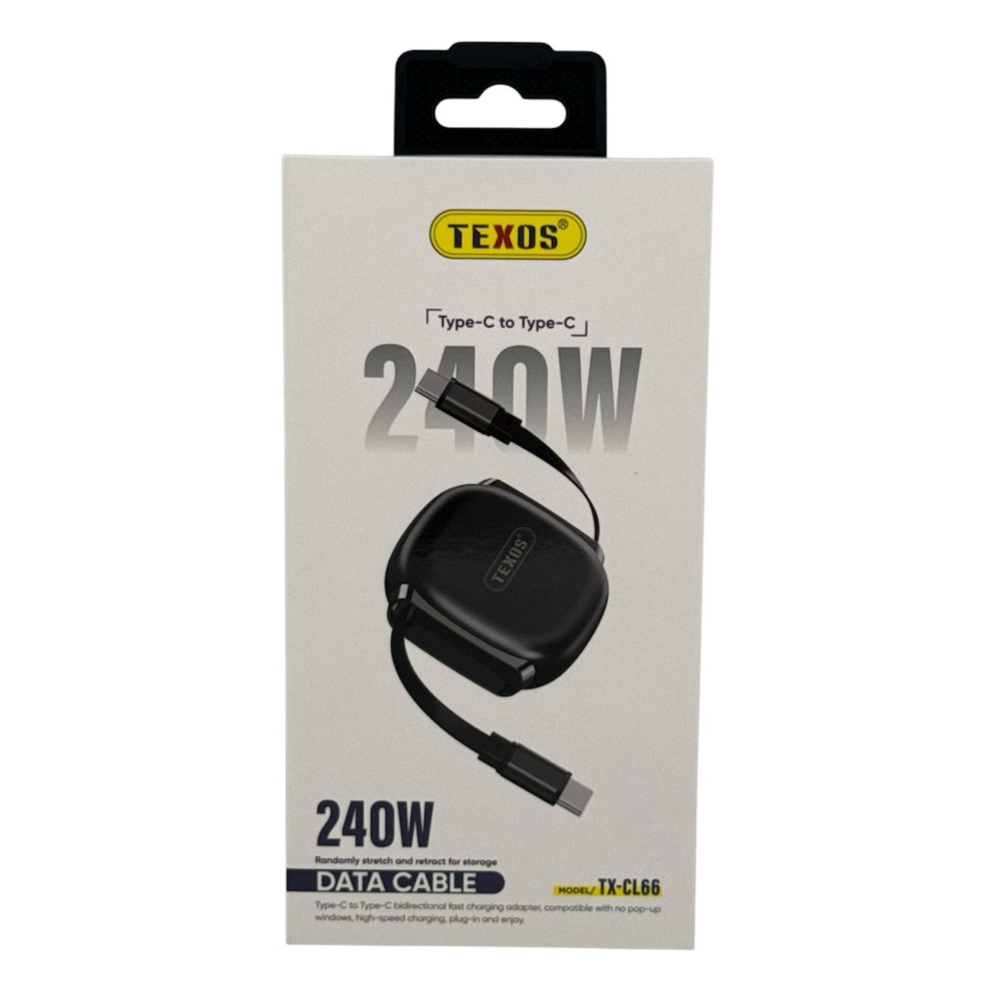 TEXOS TC-CL66 240W Retractable USB-C to USB-C Data Cable — image 1