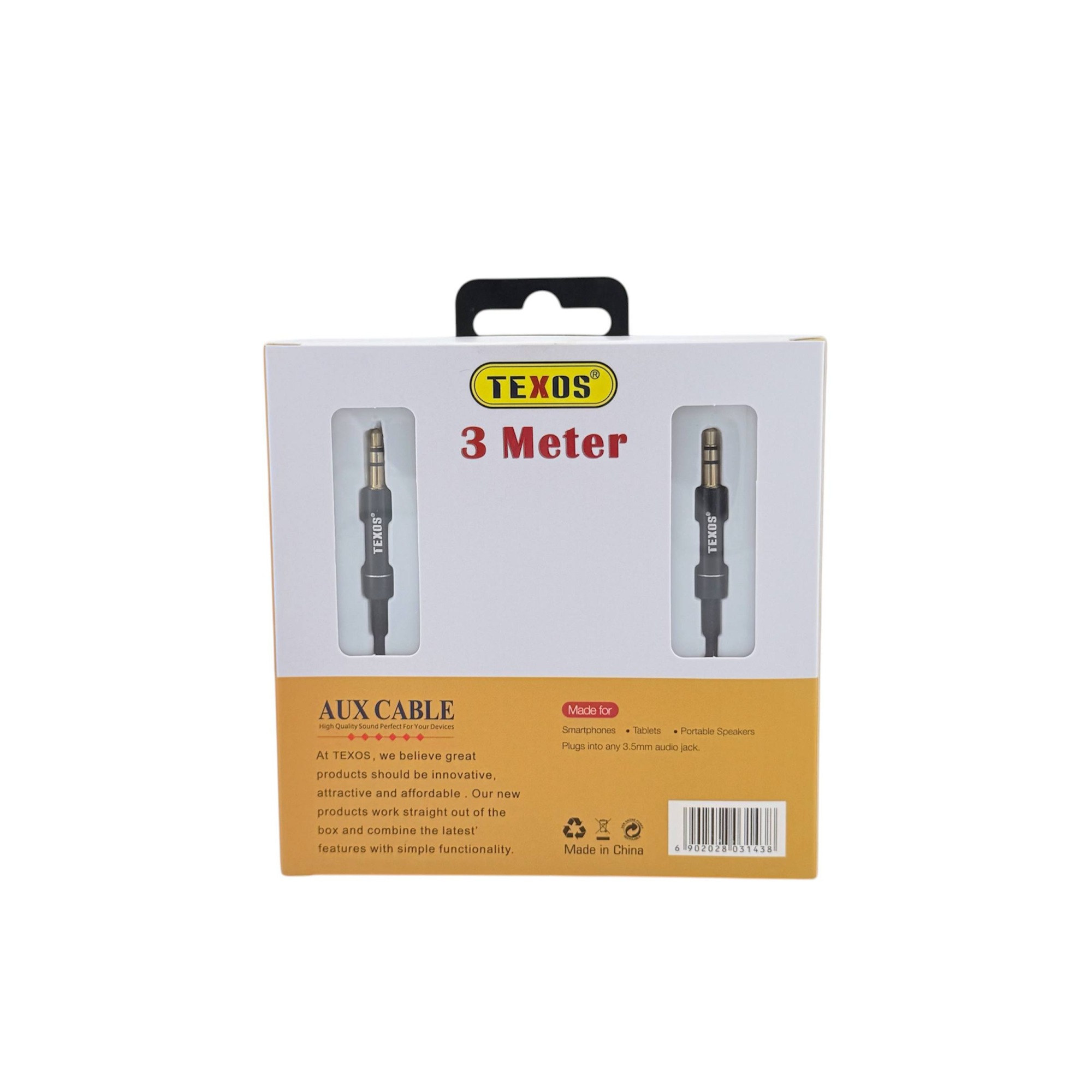 TEXOS TX-AUX002 3 Meter 3.5mm Braided Stereo AUX Audio Cable — image 2