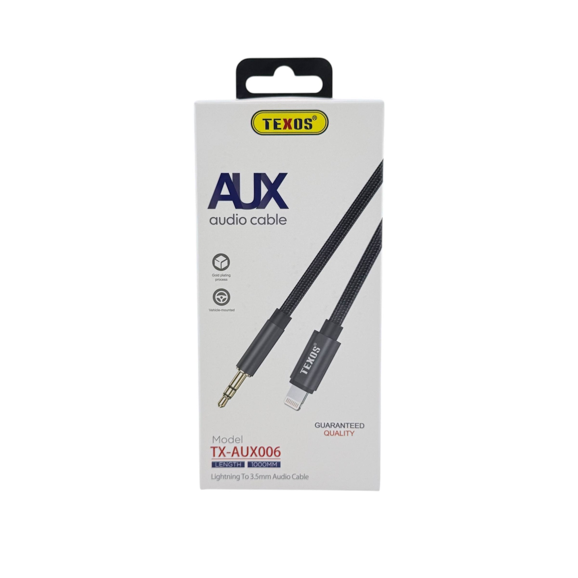 TEXOS TX-AUX006 Lightning to 3.5mm AUX Audio Cable for iPhone and Car Stereo, 1 Meter