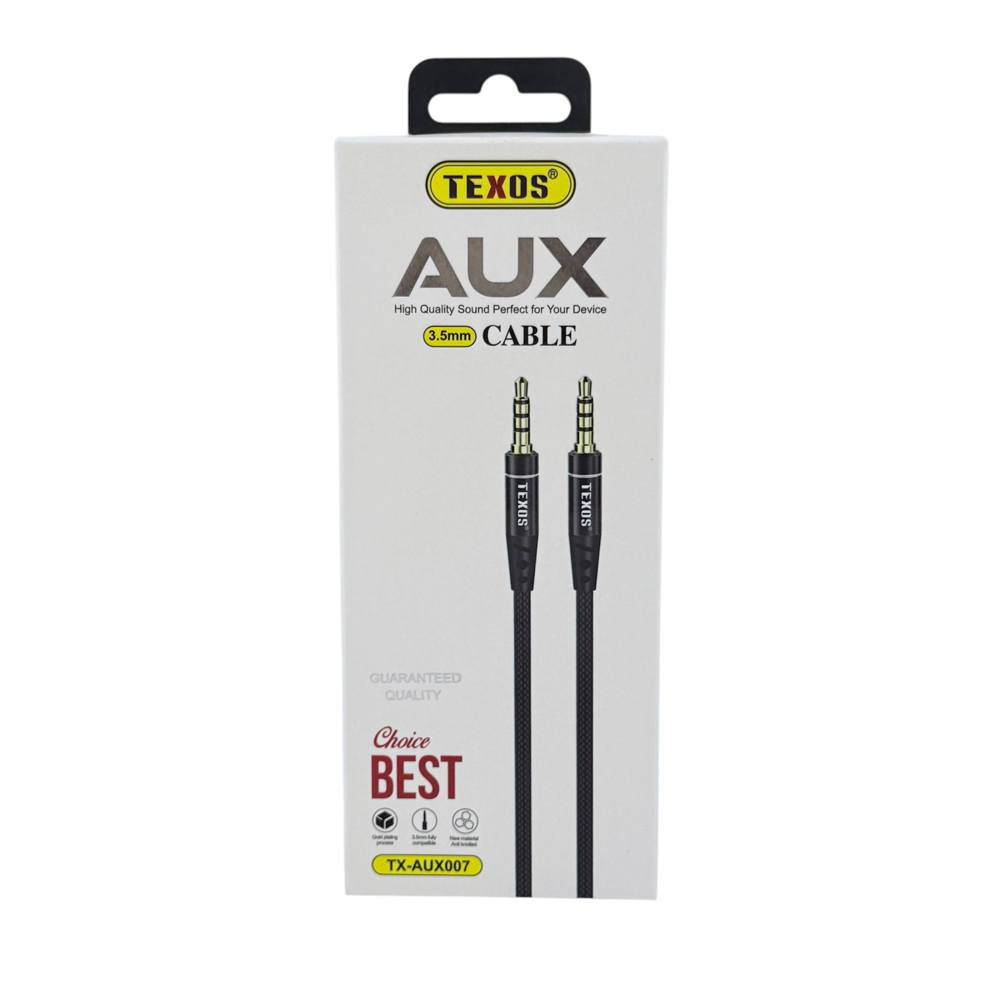 TEXOS TX-AUX007 3.5mm Male to Male Nylon Braided AUX Audio Cable