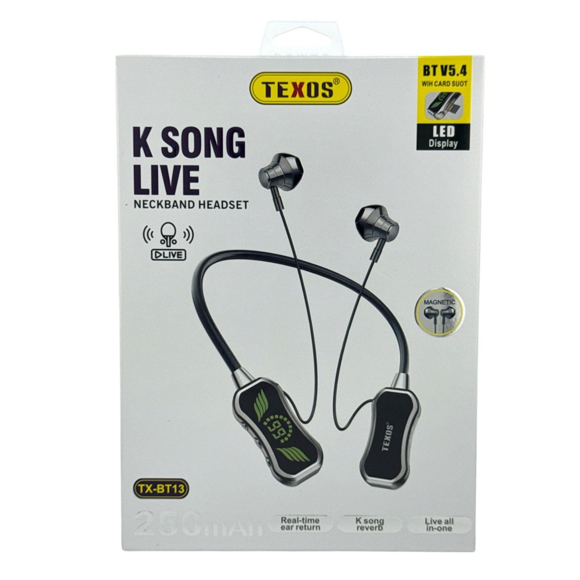 TEXOS TX-BT13 K Song Live Neckband Headset With LED Display