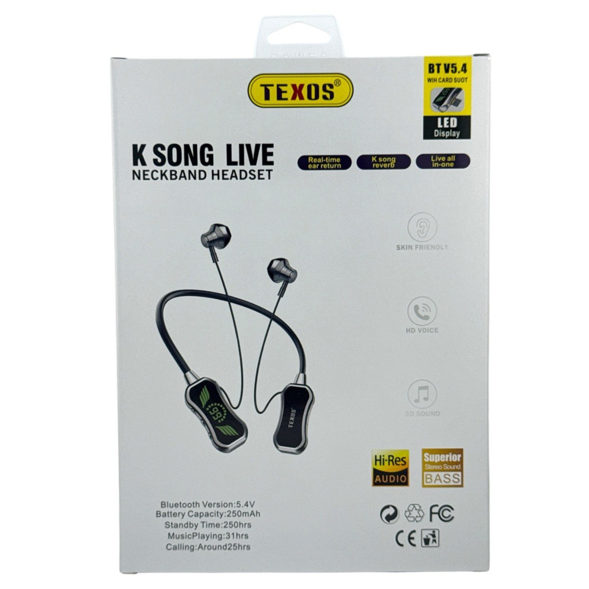 TEXOS TX-BT13 K Song Live Neckband Headset With LED Display — image 2