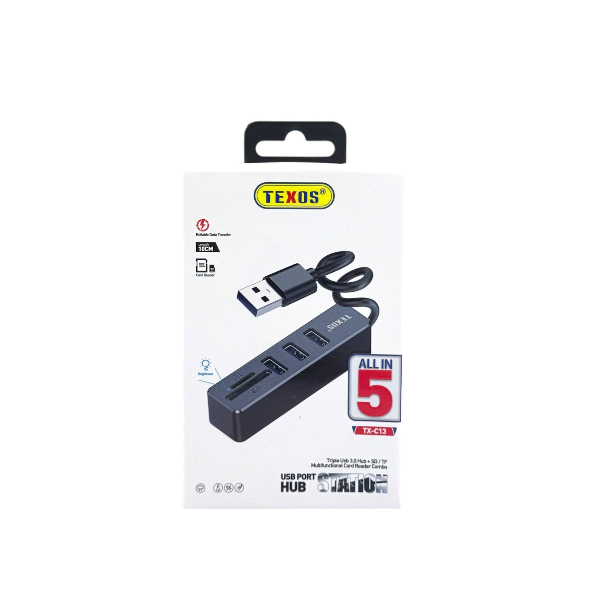 Texos TX-C13 3-Port USB 3.0 Hub with SD/TF Card Reader