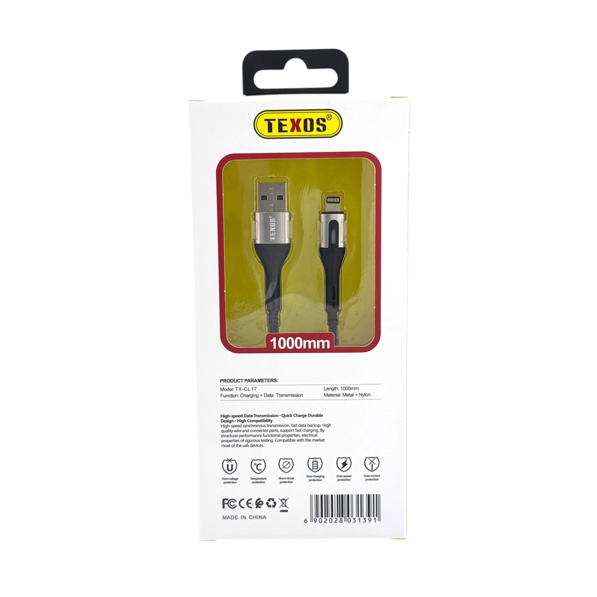 TEXOS TX-CL17 3.1A Metal Braided Cable with LED Light, 1000mm — image 2