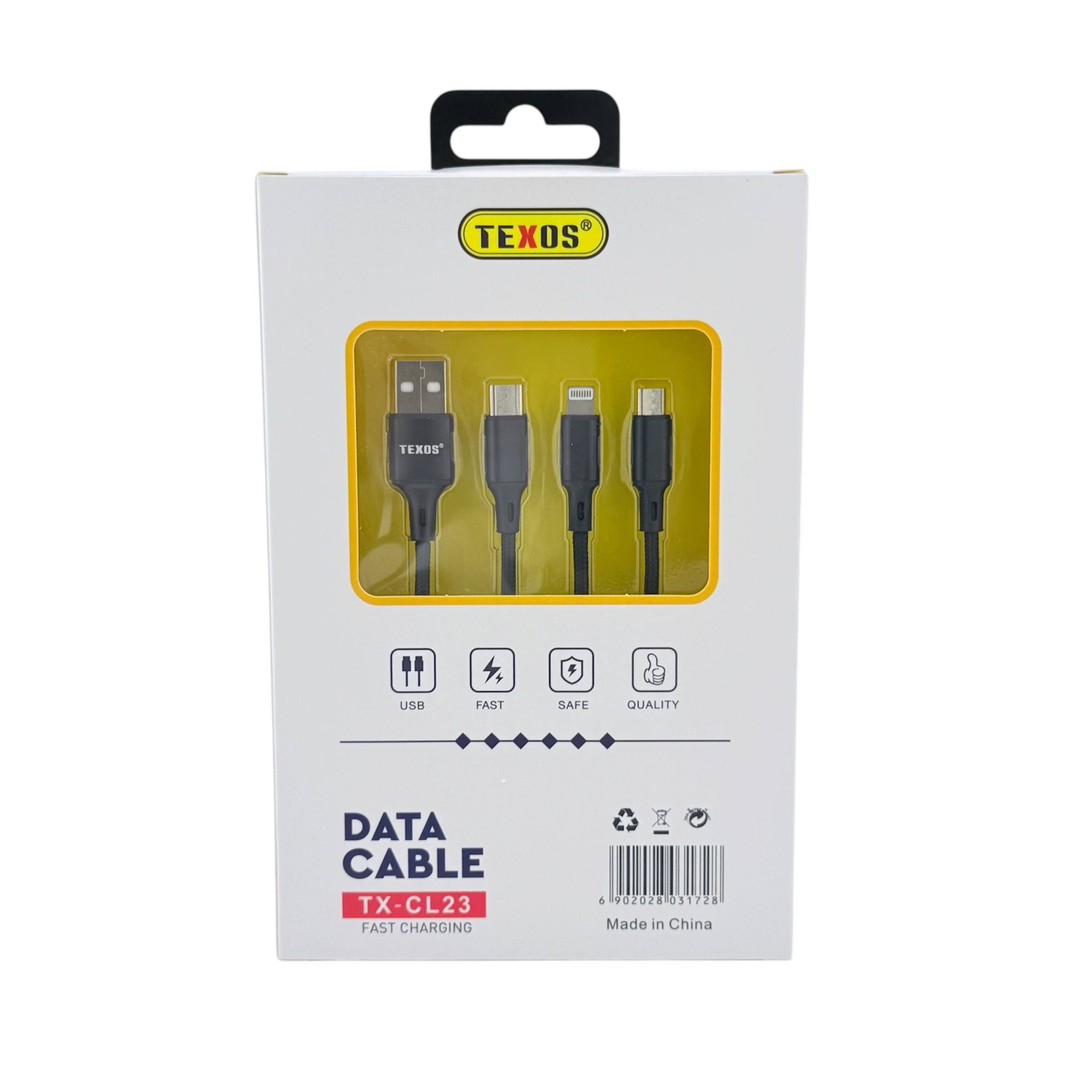TEXOS TX-CL23 3-in-1 Fast Charging Data Cable with USB-C, Lightning & Micro-USB — image 2
