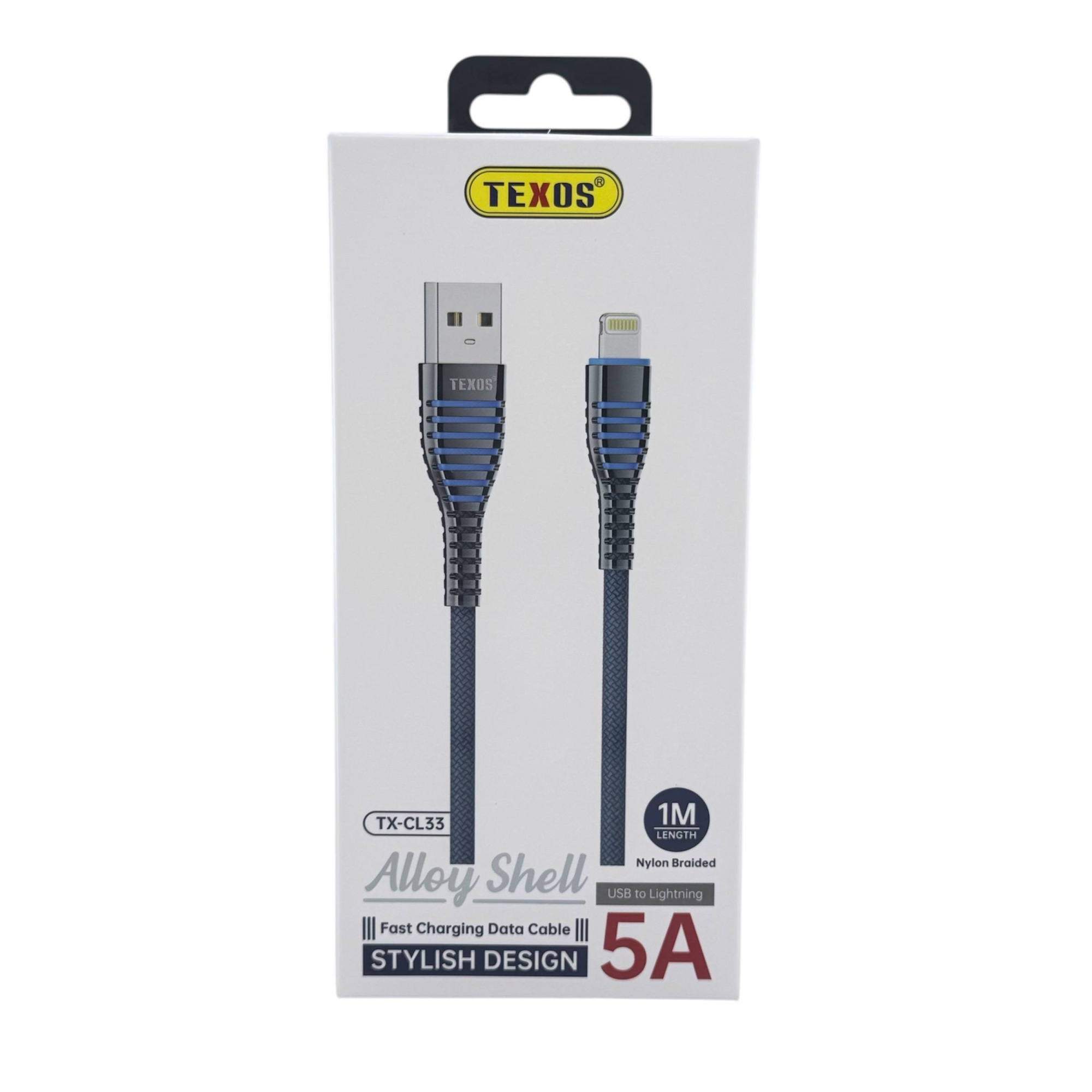 TEXOS TX-CL33 5A Fast Charging USB to Lightning Cable 1M - Nylon Braided