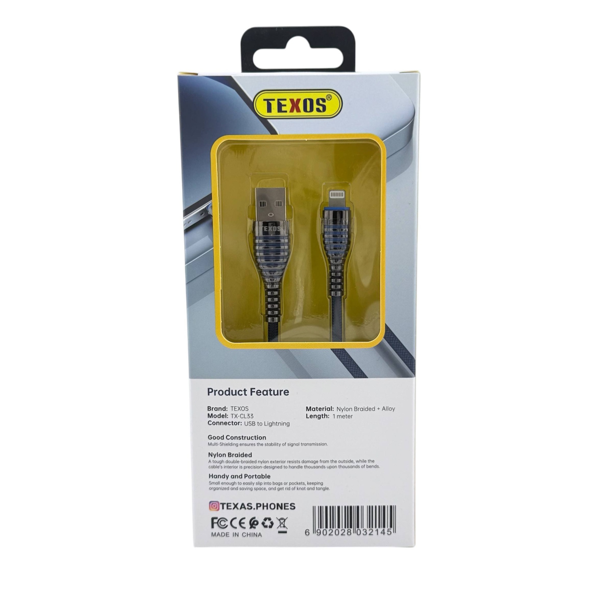 TEXOS TX-CL33 5A Fast Charging USB to Lightning Cable 1M - Nylon Braided — image 2