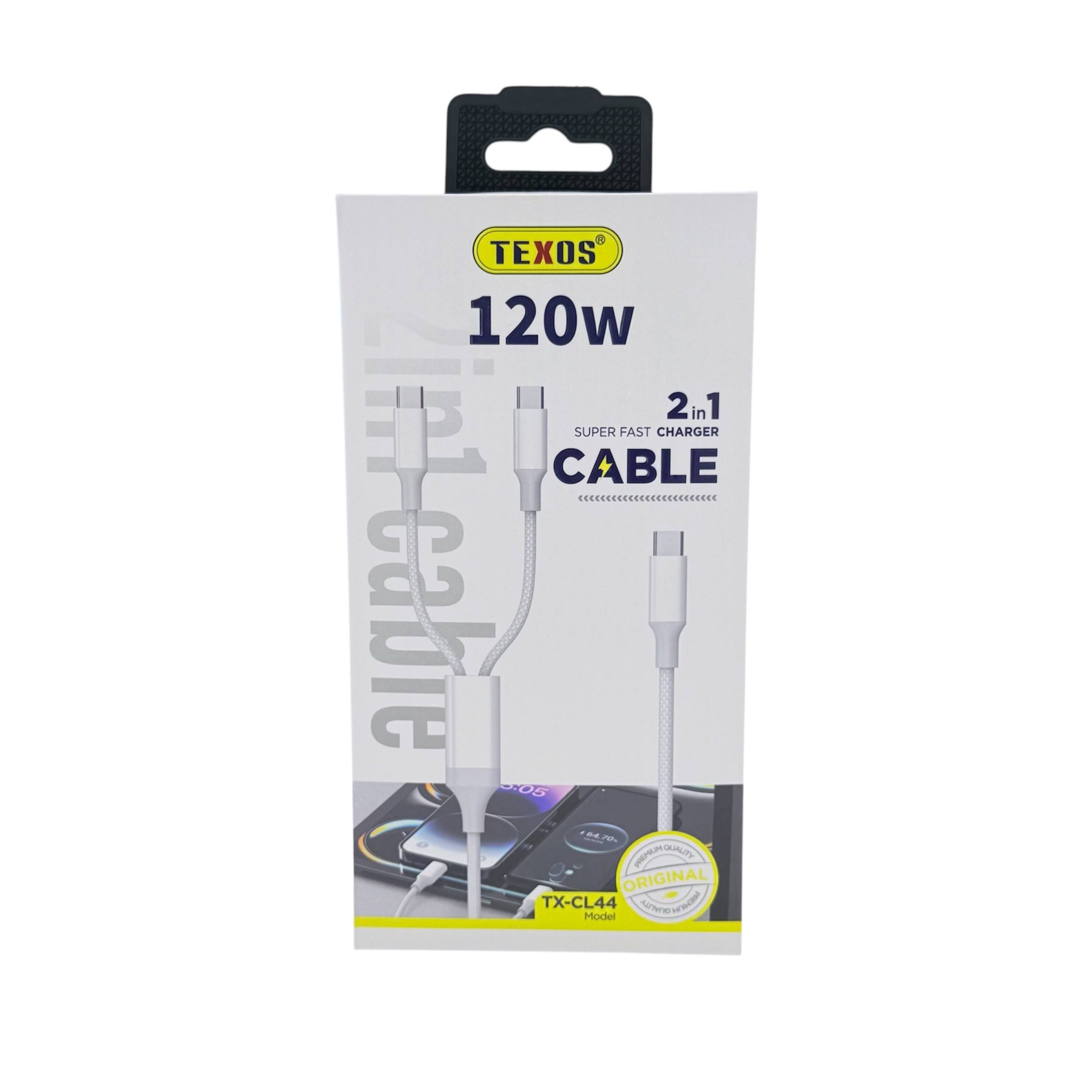 TEXOS TX-CL44 120W 2-in-1 Super Fast Charging Data Cable