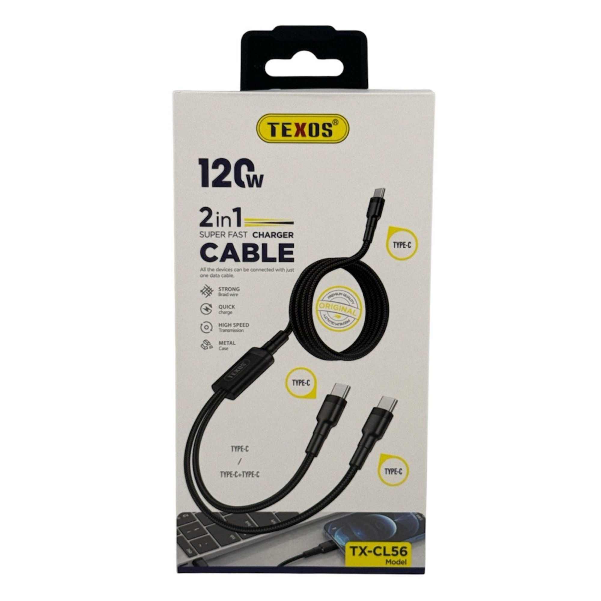 TEXOS TX-CL56 2-in-1 Super Fast Charger Cable 120W — image 1