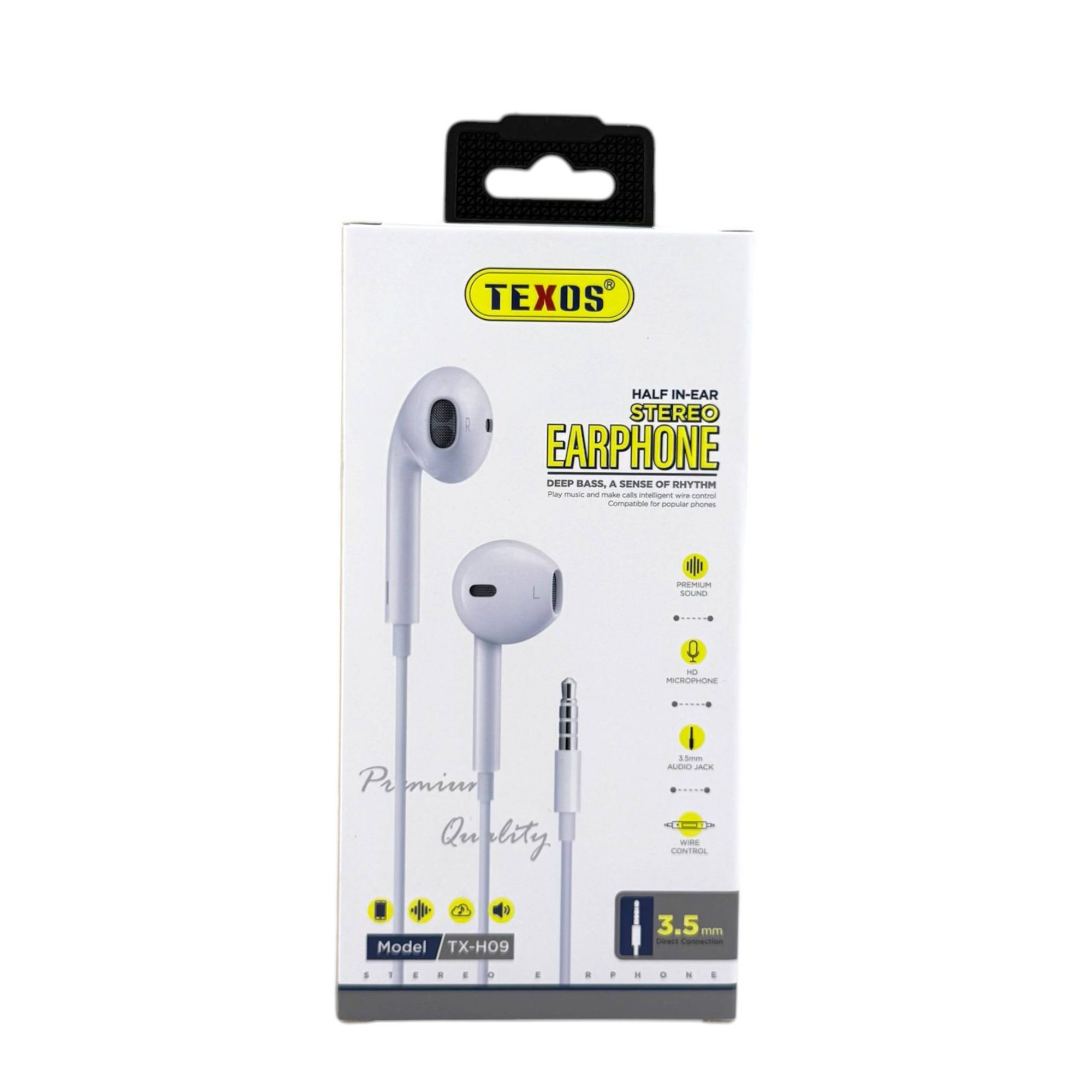 Texos TX-H09 Half In-Ear Stereo Earphones with Microphone