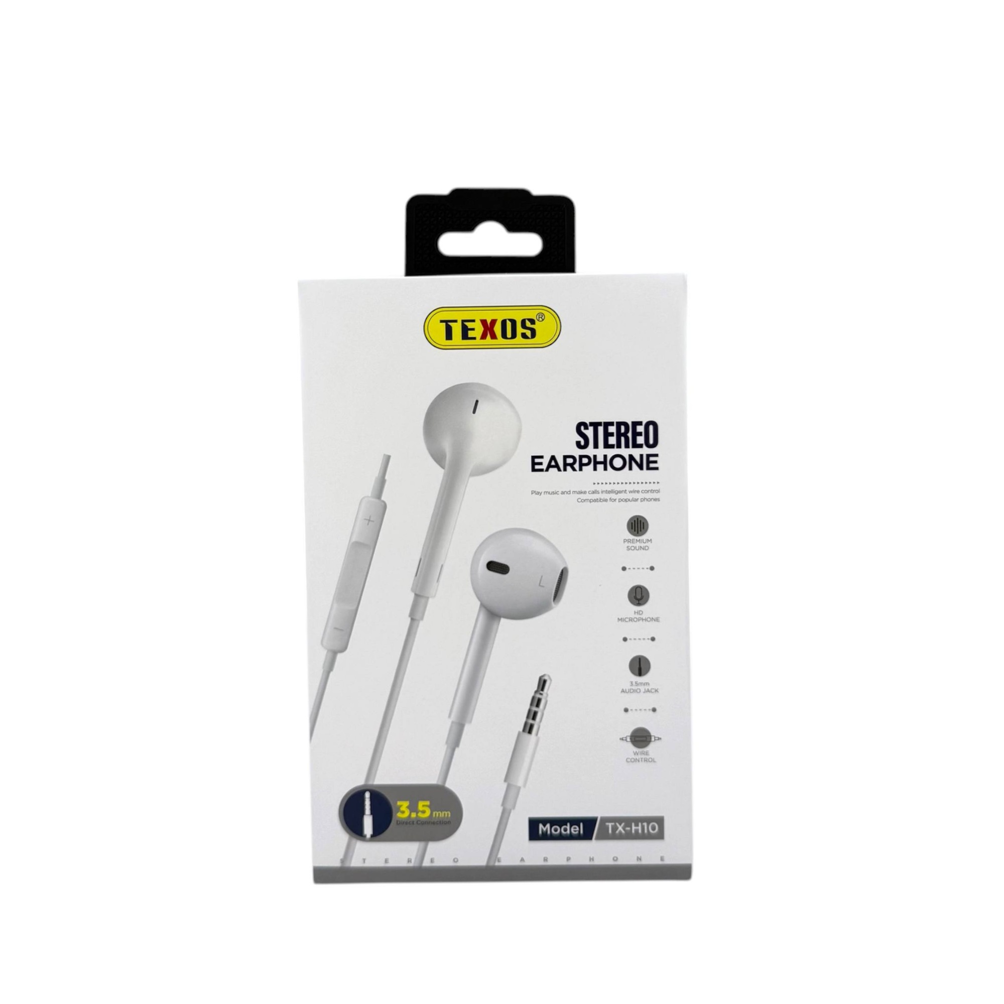 Texos TX-H10 Stereo Earphones with 3.5mm Jack and In-Line Microphone