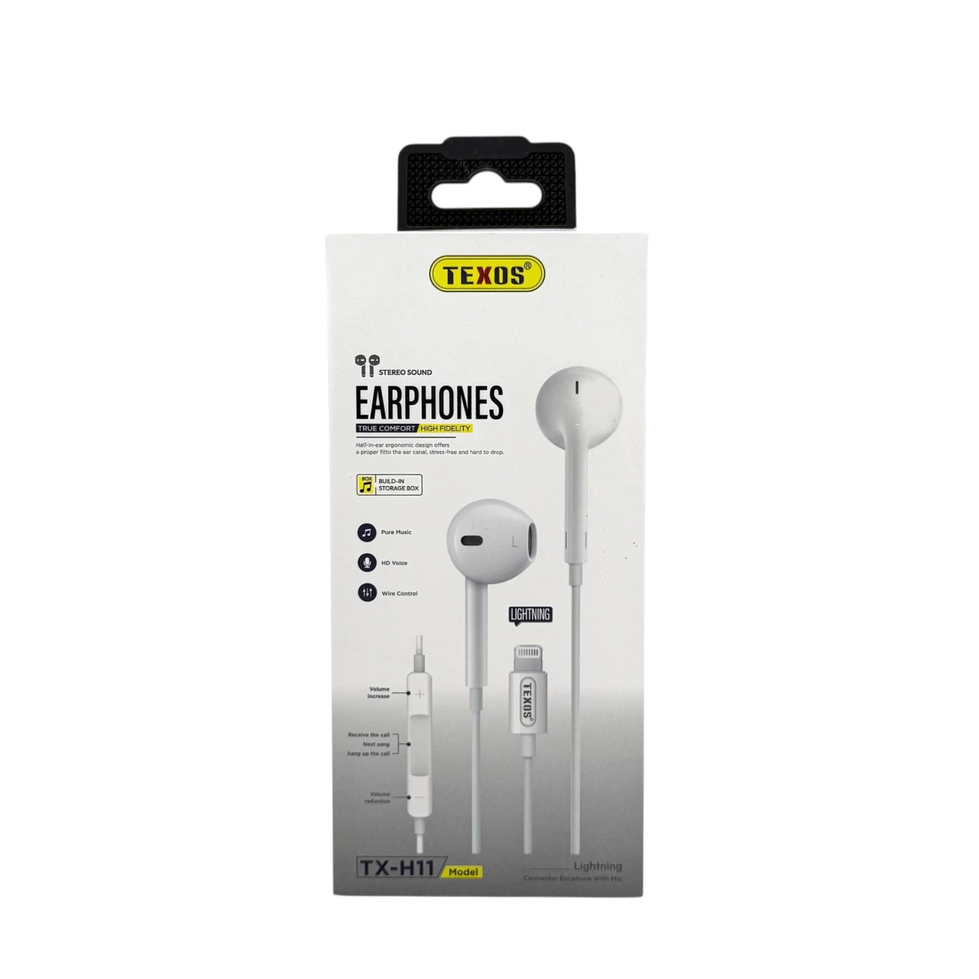 TEXOS TX-H11 Lightning Connector Half-In-Ear Wired Earphones with Mic