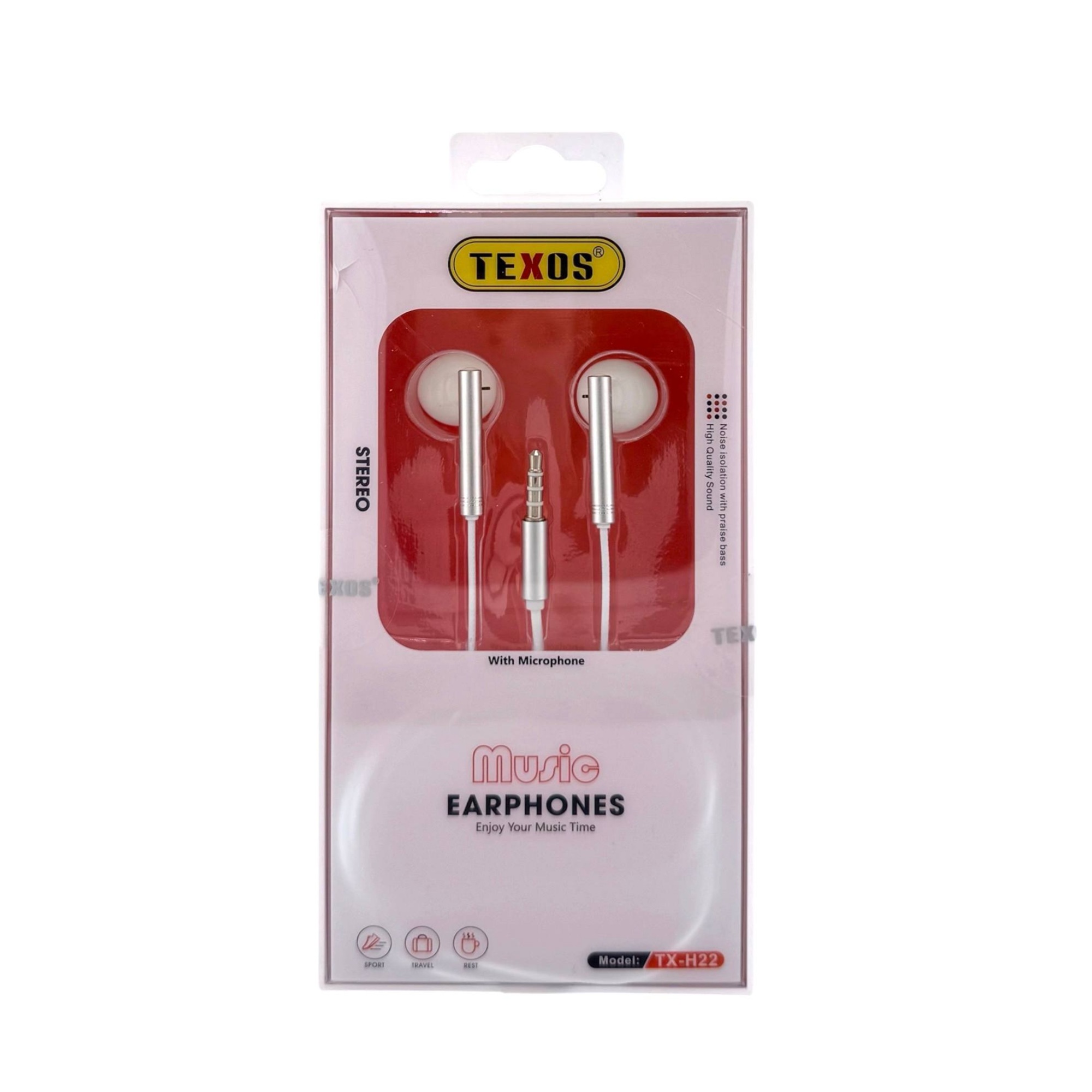 Texos TX-H22 Wired Stereo Earphones with Microphone - 3.5mm Jack