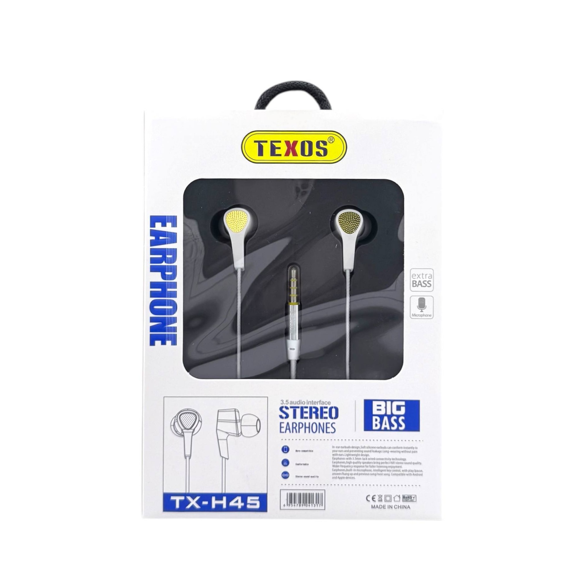Texos TX-H45 High Quality Stereo Wired Earphones with HD Microphone — image 2