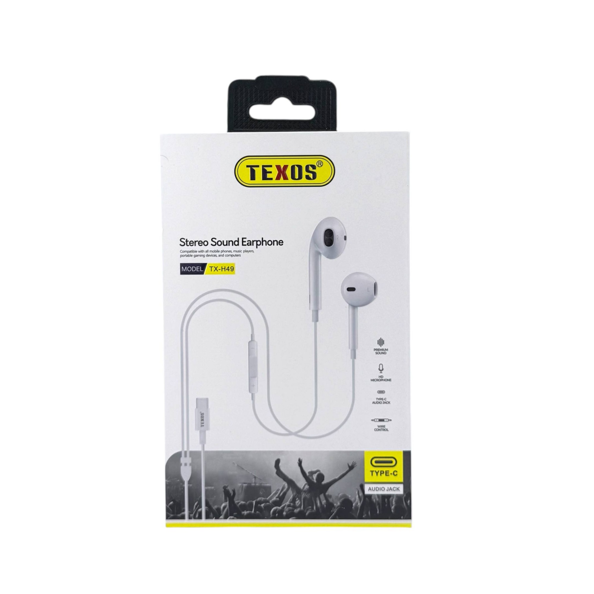 Texos TX-H49 Stereo Sound Earphones with USB-C Connector