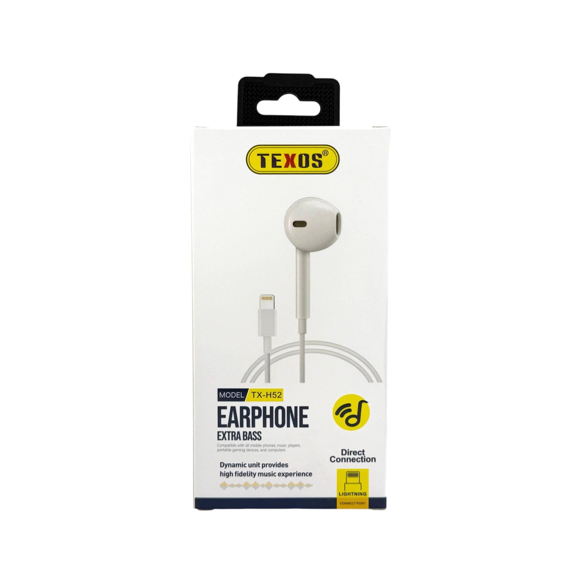 Texos TX-H52 In-Ear Wired Earphones with Lightning Connector - White