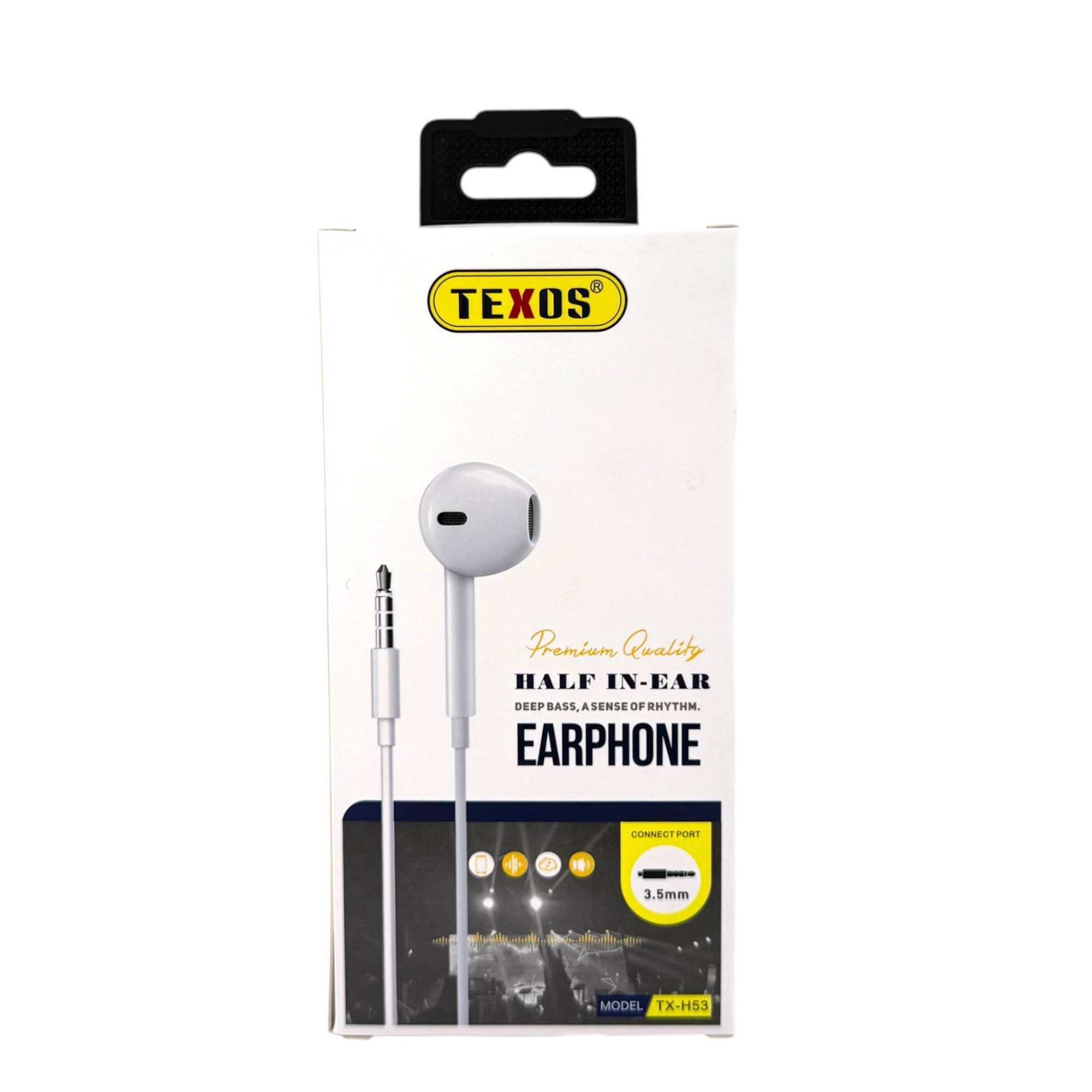 Texos TX-H53 Premium Half In-Ear Wired Earphones - 3.5mm Jack