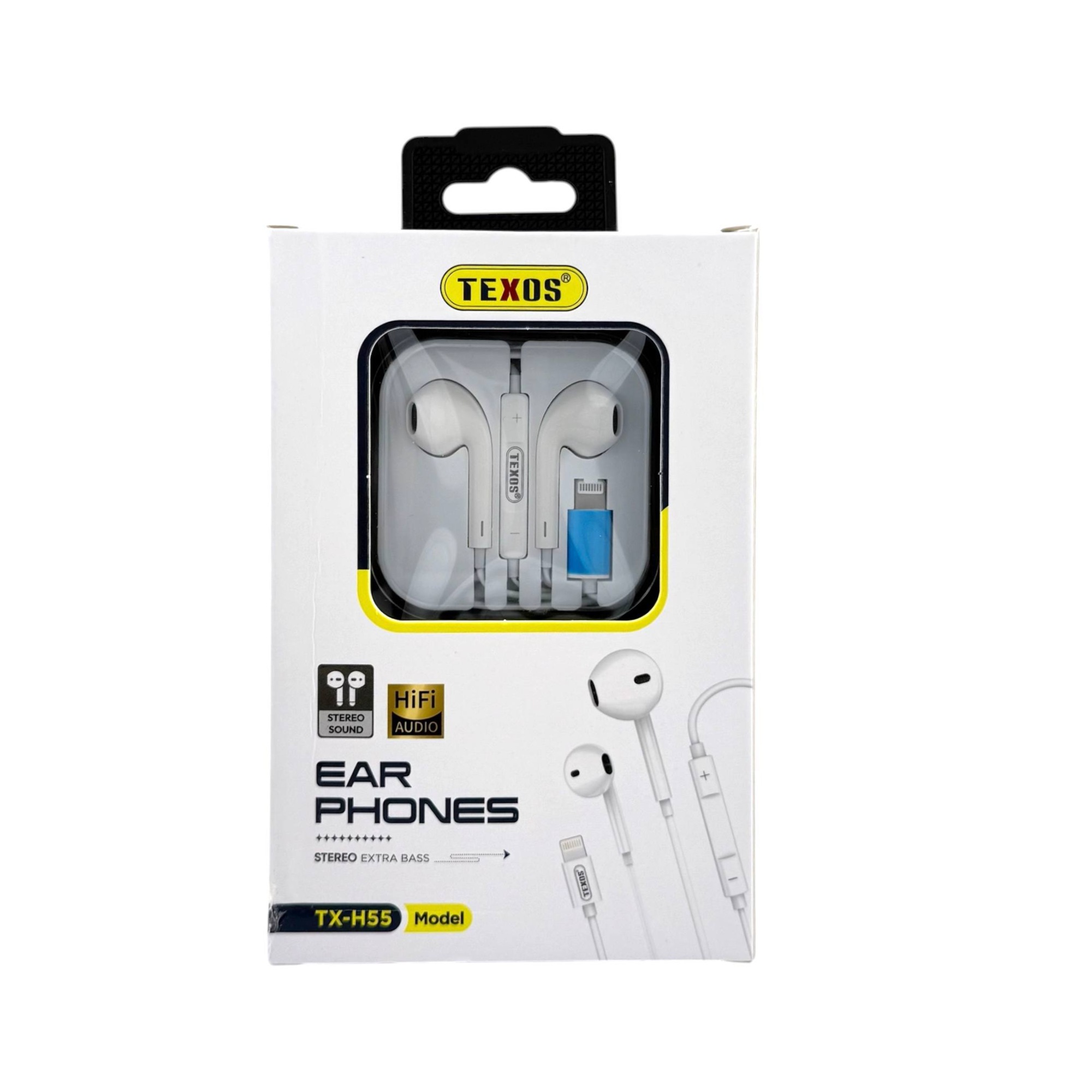 Texos TX-H55 Lightning Wired Earphones with Microphone - White