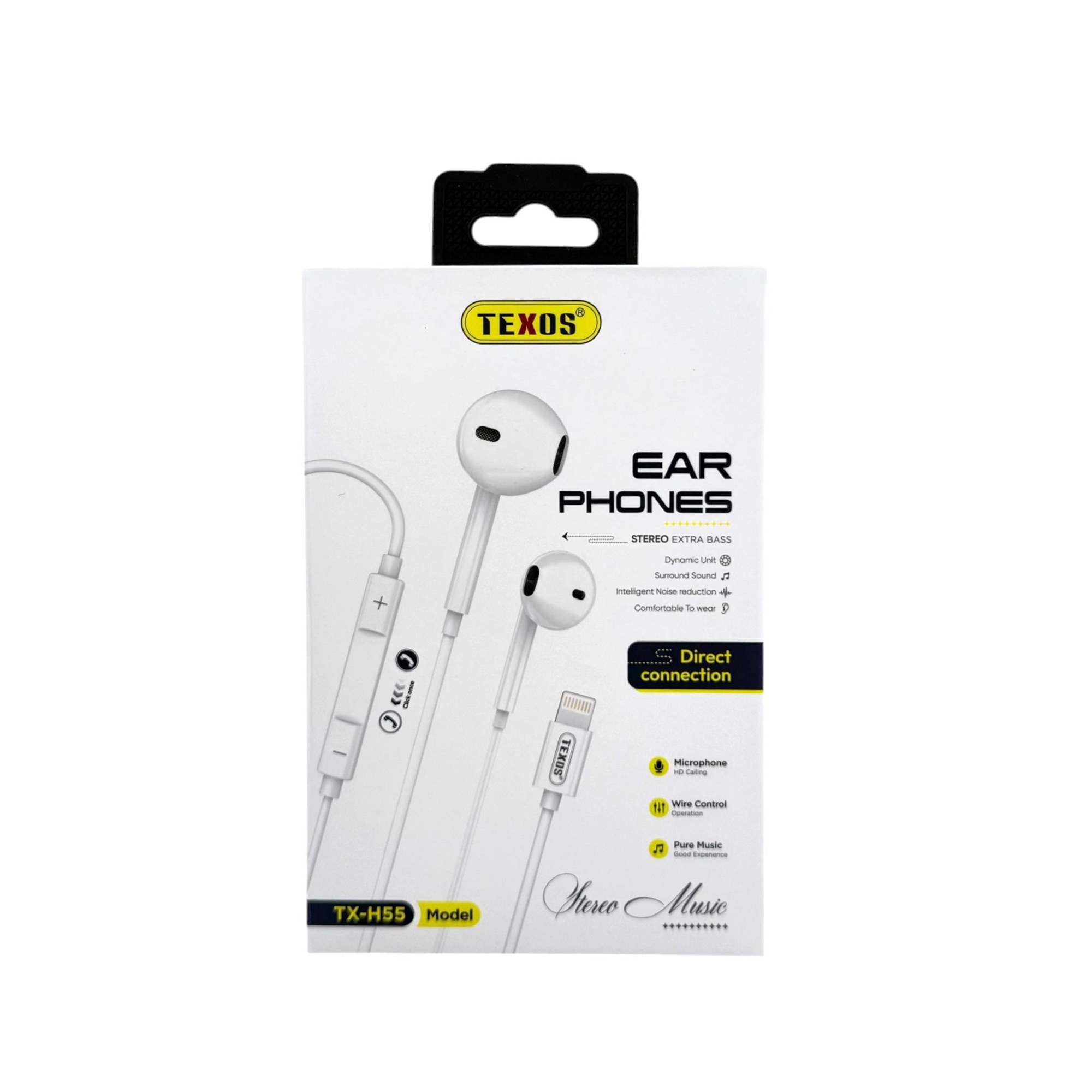Texos TX-H55 Lightning Wired Earphones with Microphone - White — image 2