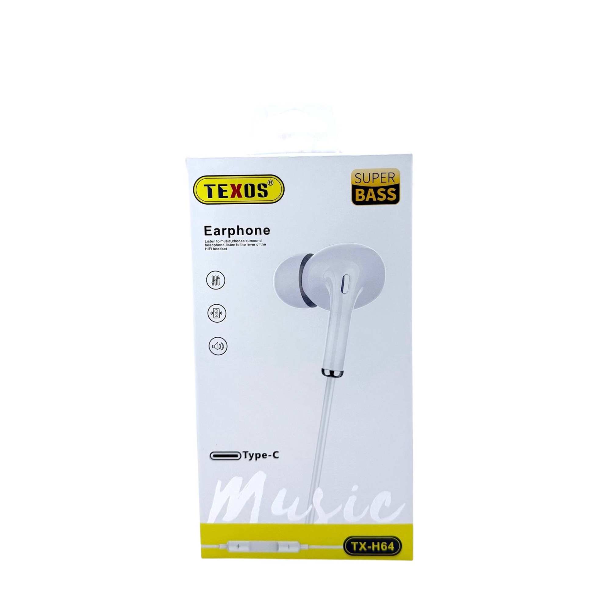 Texos TX-H64 Type-C Earphones with In-Line Microphone and Volume Control