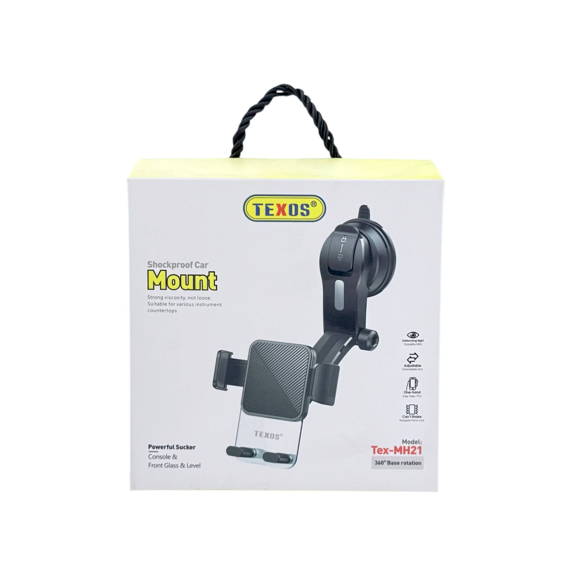 Texos TX-MH21 Shockproof Car Mount - Adjustable Dashboard and Windshield Phone Holder