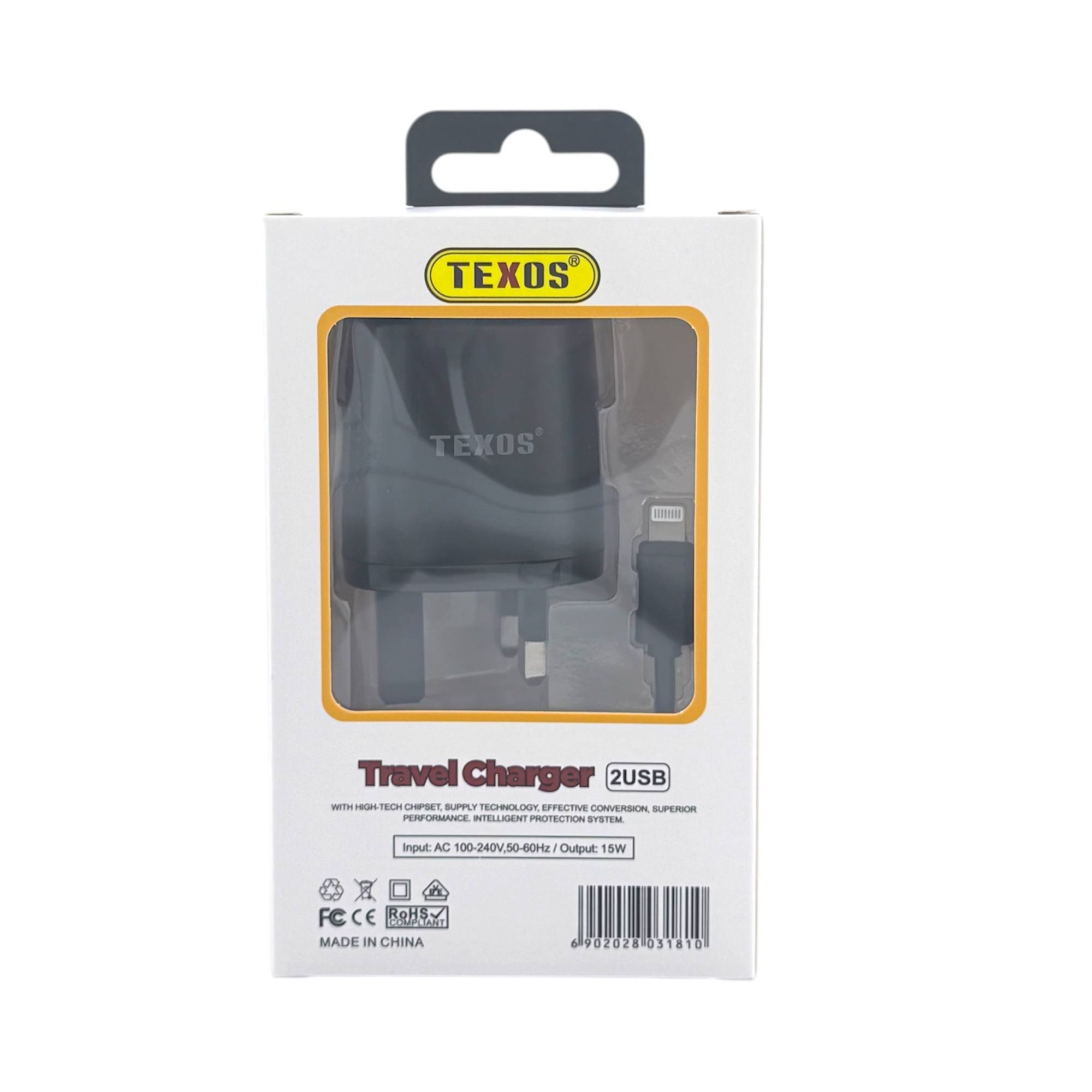 Texos TX-TC11 Dual USB Travel Charger with Lightning Cable - 15W — image 2