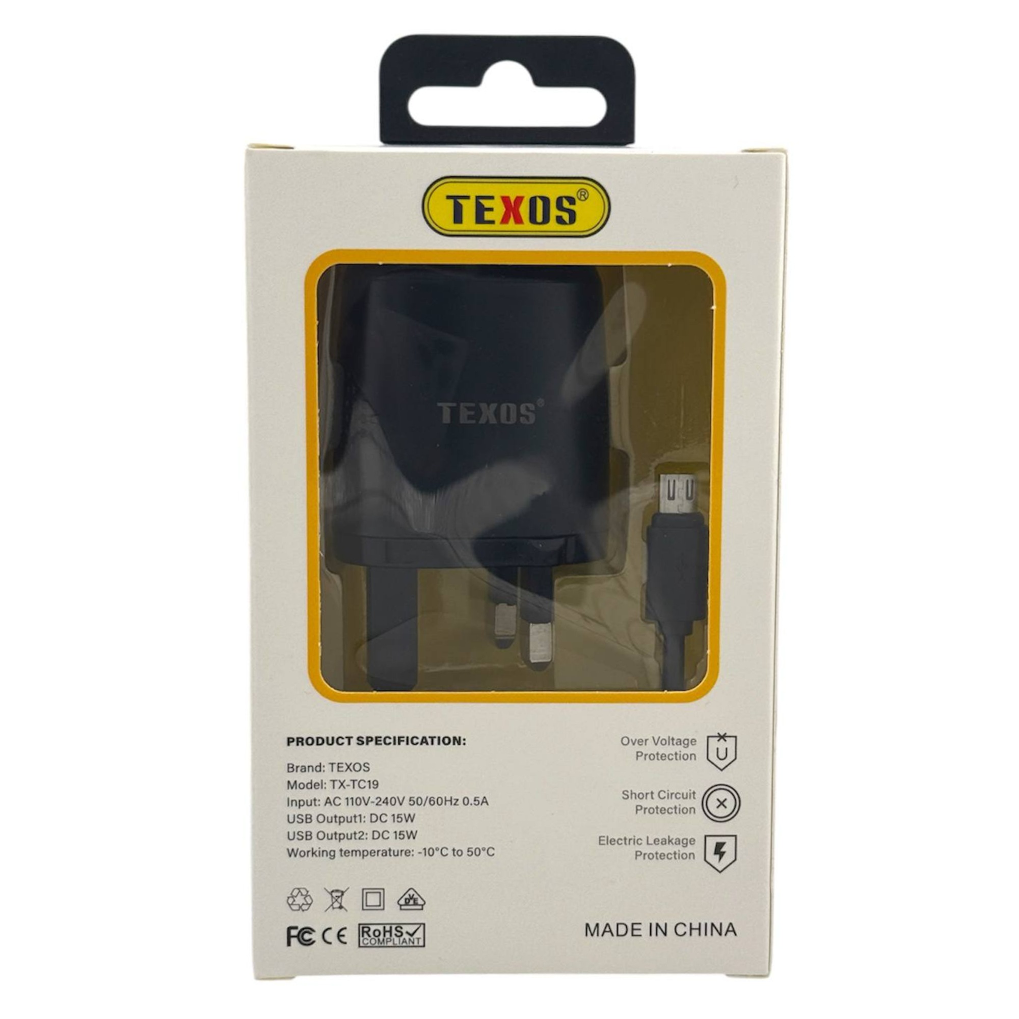 TEXOS TX-TC19 Dual USB Fast Charging Wall Charger with Micro Cable - 15W — image 2