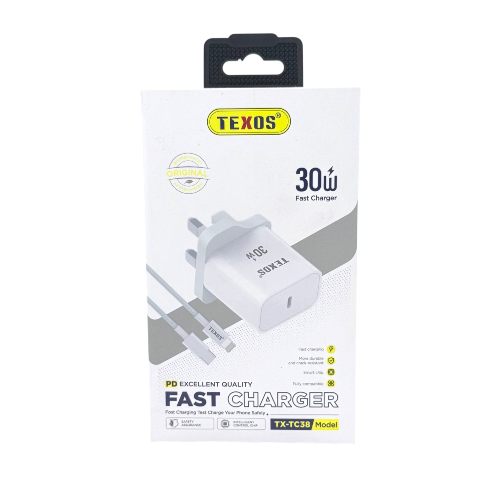 Texos TX-TC38 30W PD Fast Charger with USB-C to Lightning Cable