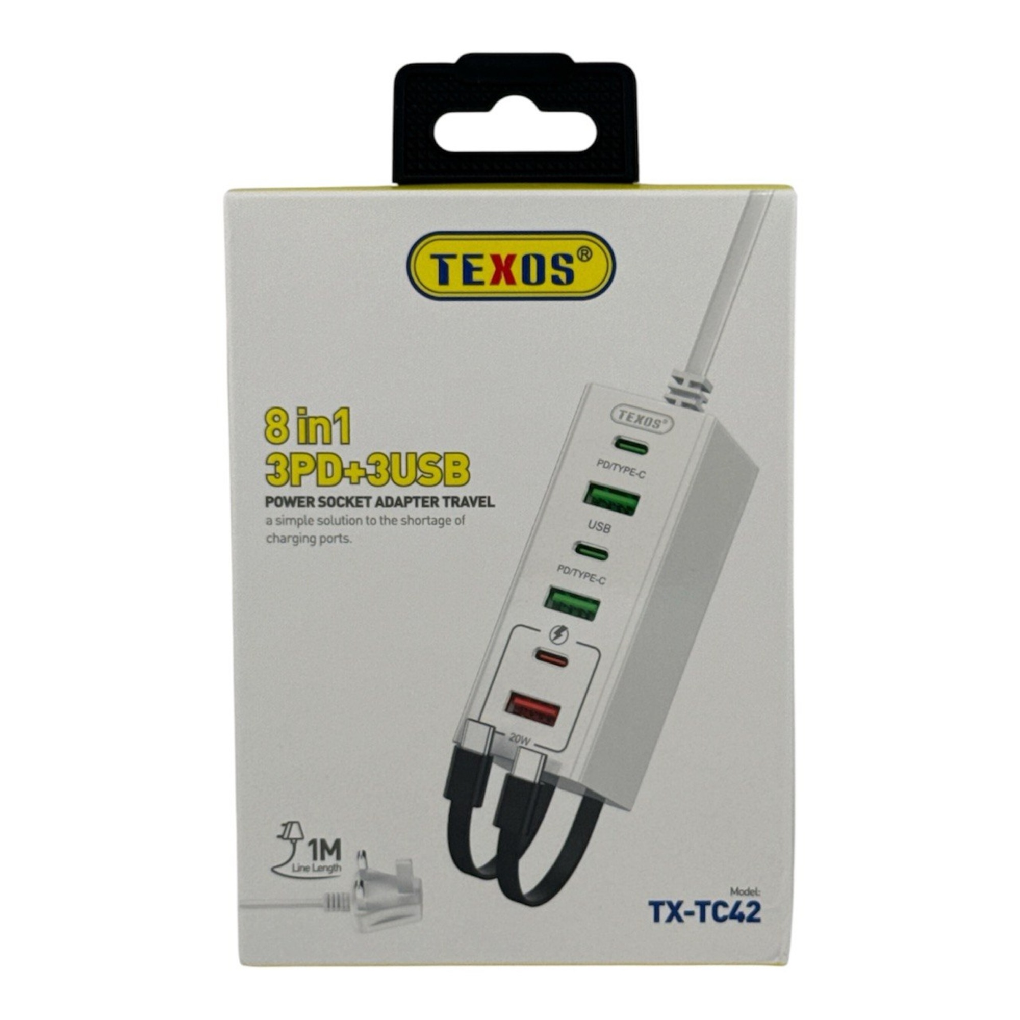 TEXOS TX-TC42 8-in-1 PD+3USB Power Socket Adapter Travel Charger — image 1