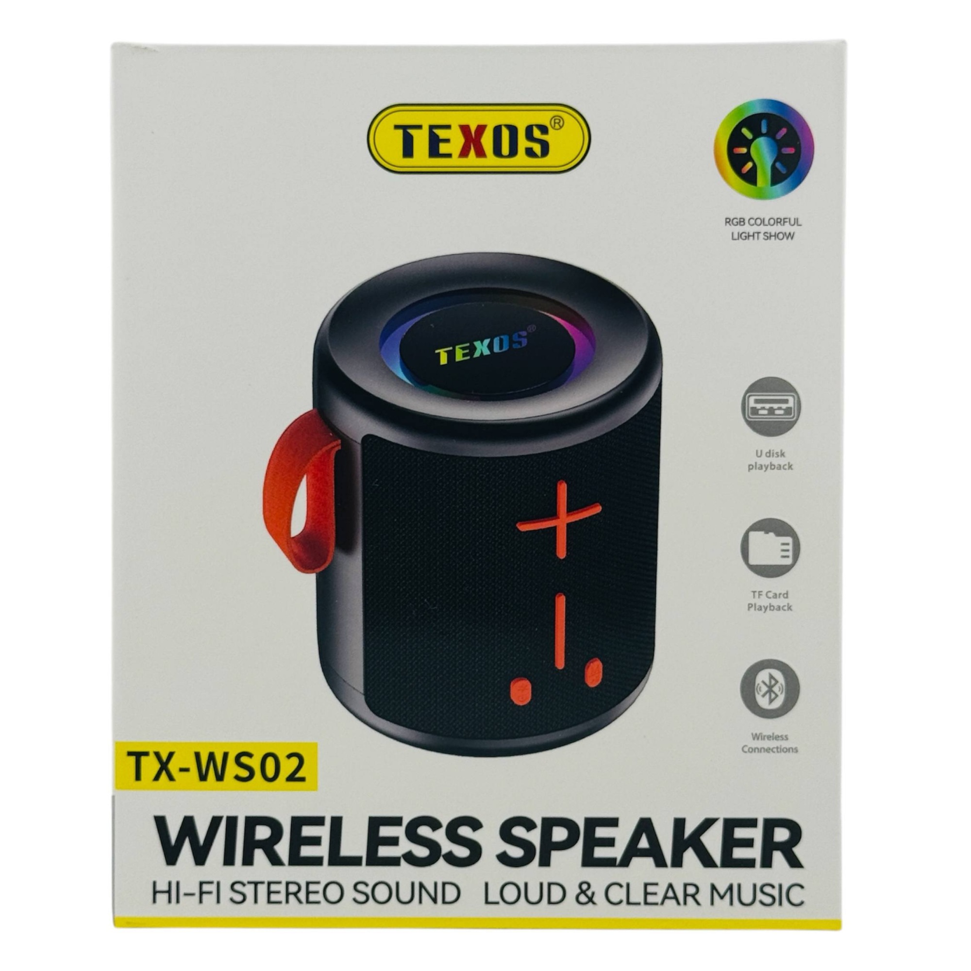 TEXOS TX-WS02 Wireless Speaker with RGB Lighting and Hi-Fi Stereo Sound